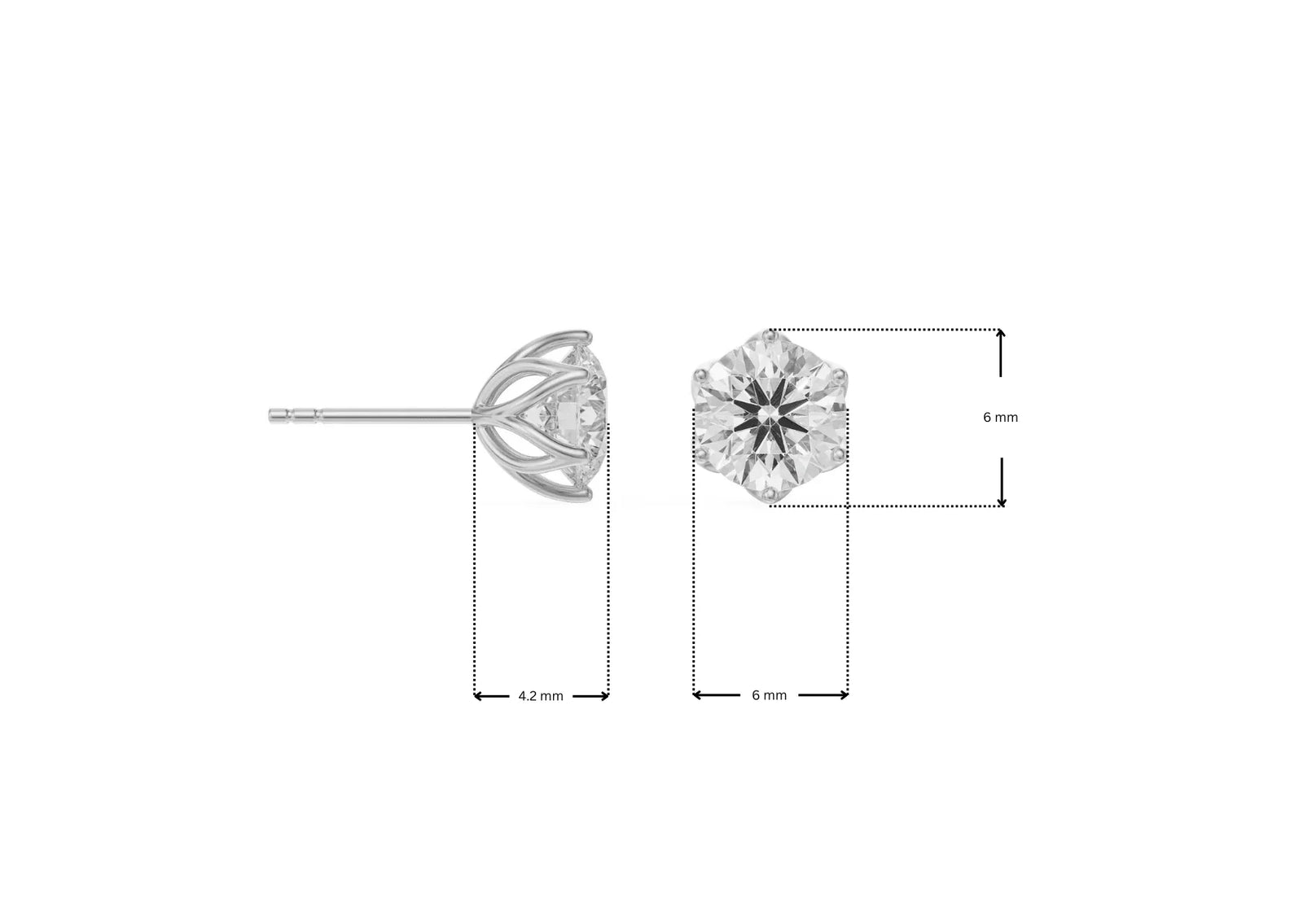 Dimension Guide for 0.5 CT Petal Lab Grown Diamond Solitaire Studs