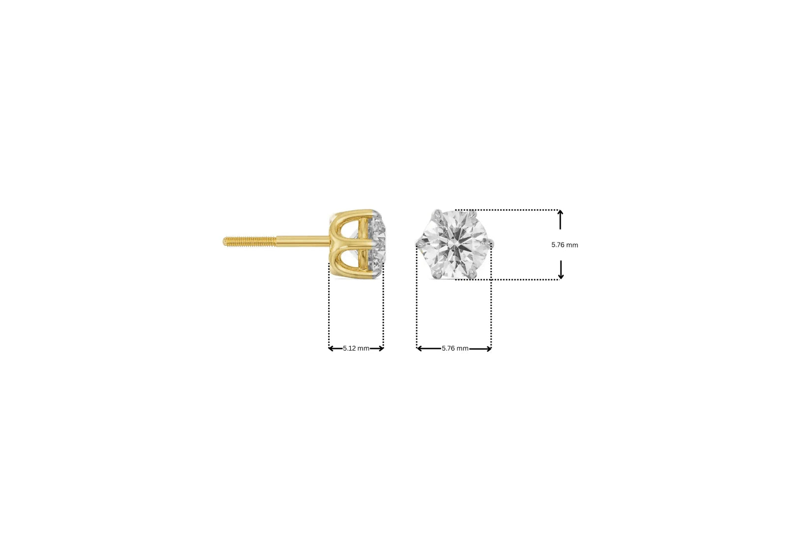 Dimension Guide for 0.70 CT Round Lab Grown Diamond Studs