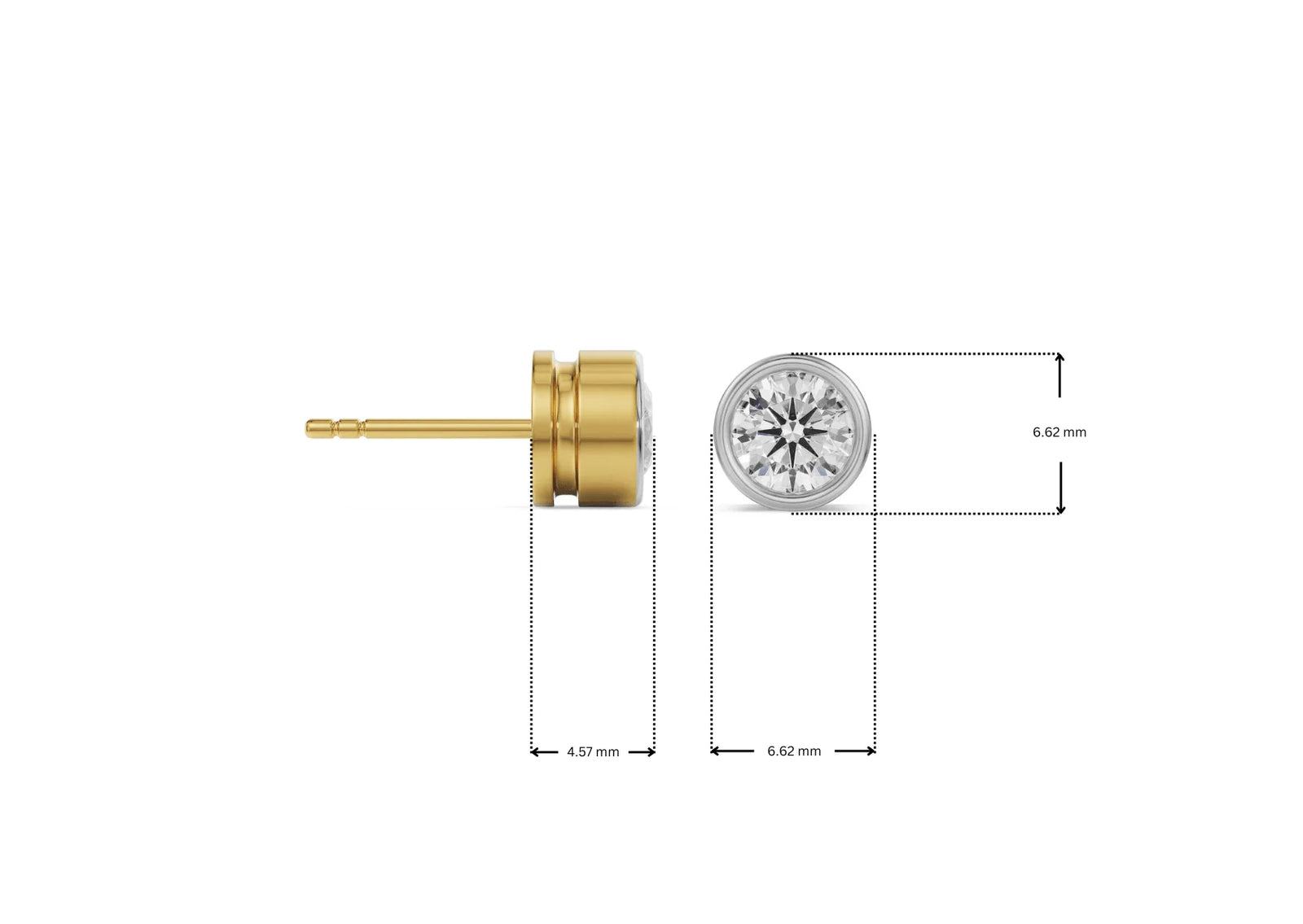 Dimension Guide for 0.5 CT Solid Round Lab Diamond Studs
