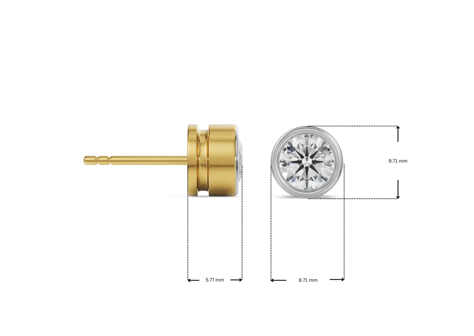 Dimension Guide for 1.5 CT Solid Round Lab Diamond Studs
