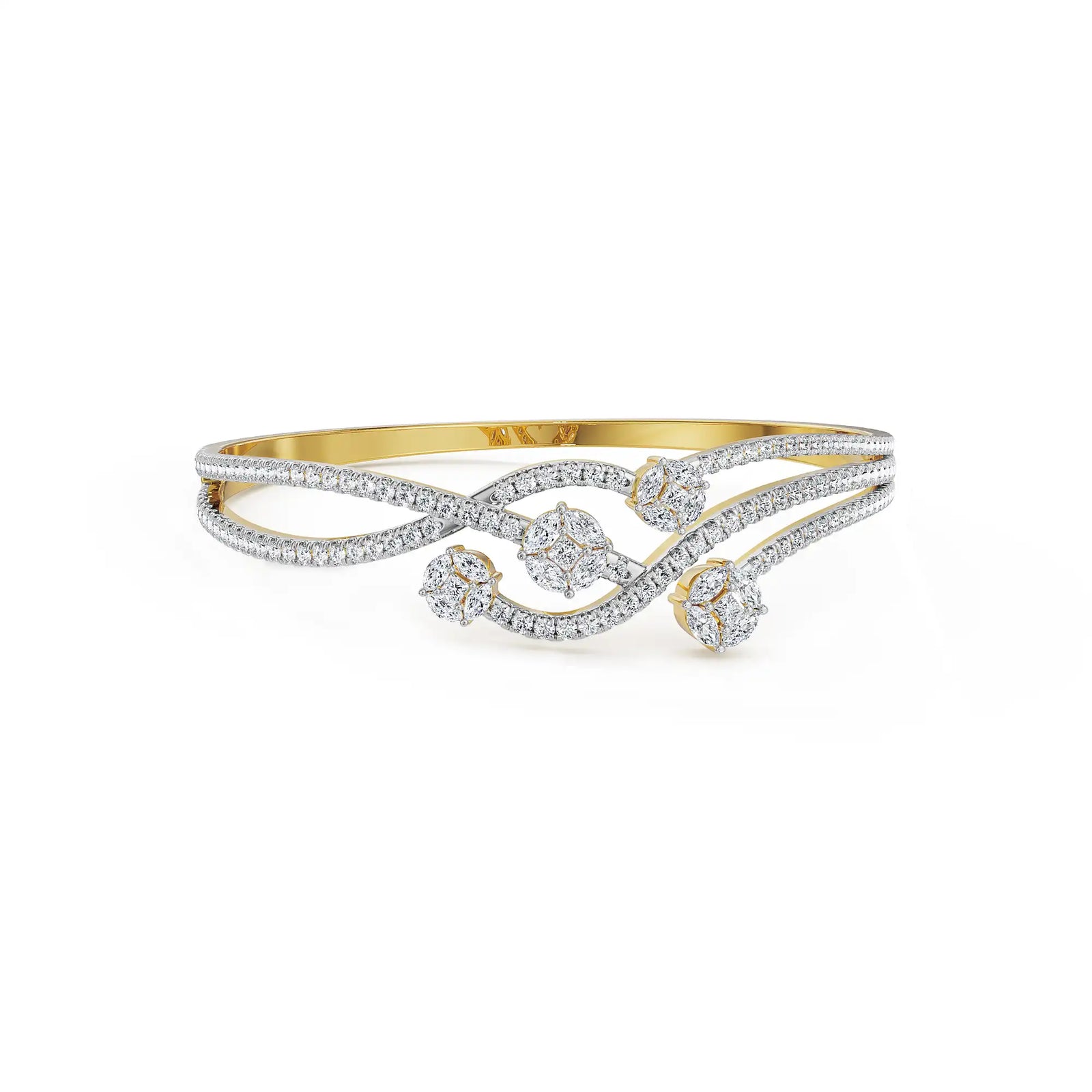 Bella Dainty Lab Grown Diamond Bangle - front view in 9KT