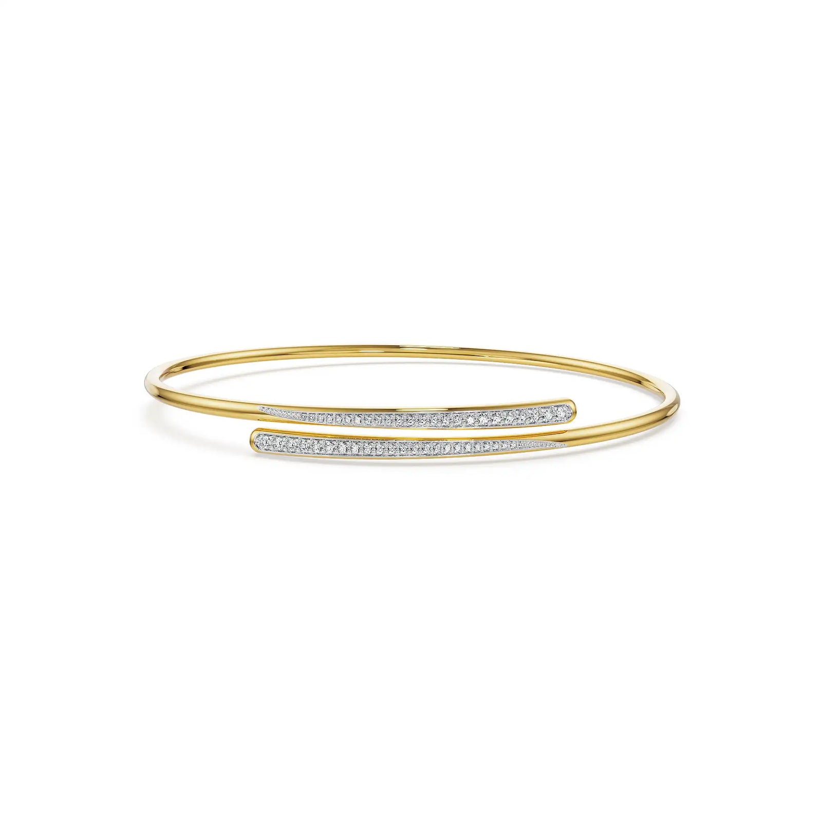 Sparkling Twist Lab Grown Diamond Bangle - front view in 9KT