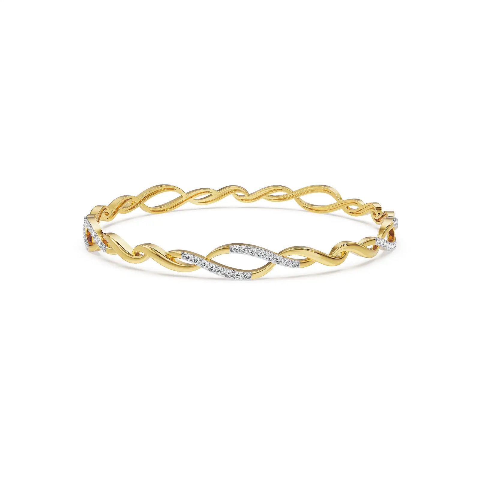 Radiant Swirl Lab Grown Diamond Bangle - front view