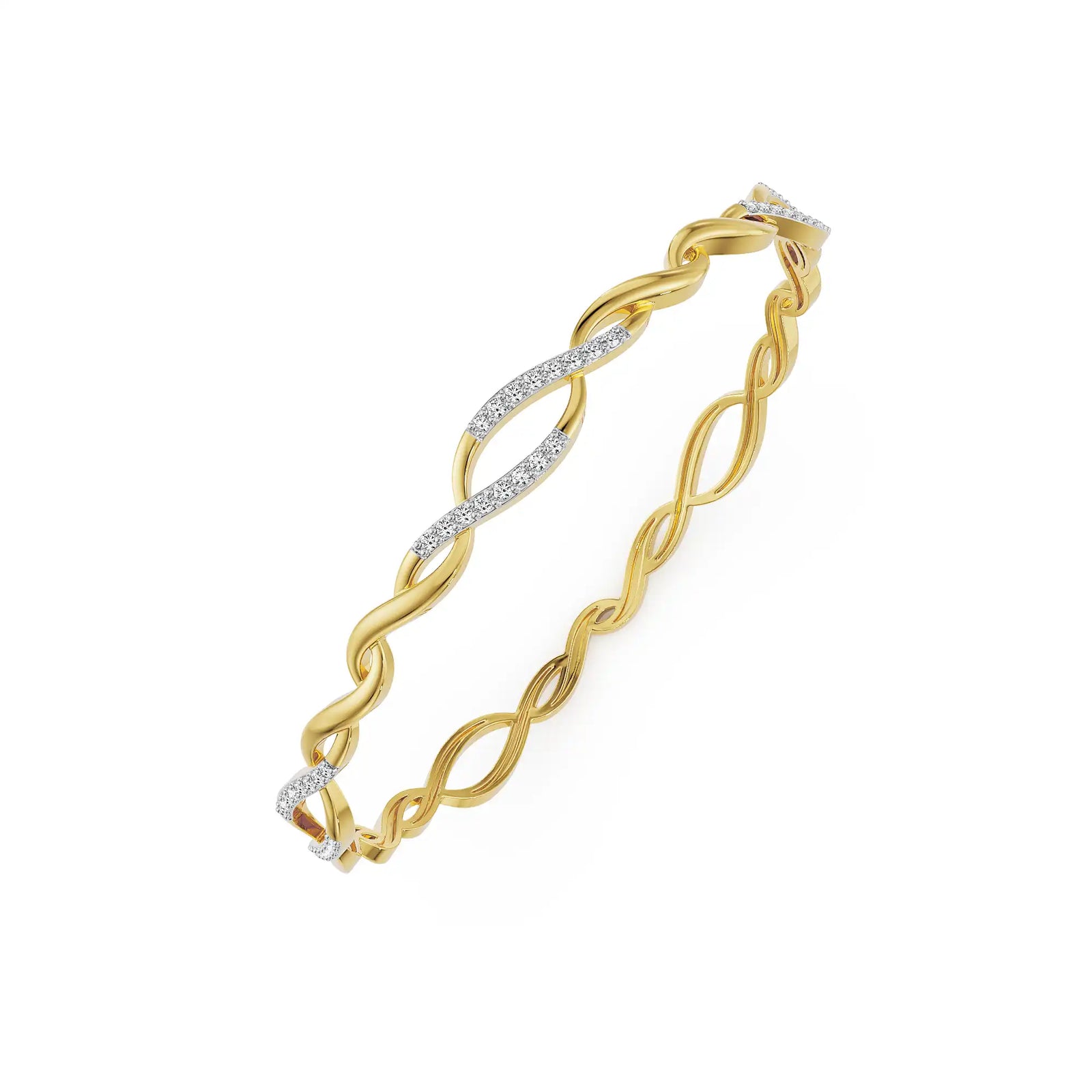 Radiant Swirl Lab Grown Diamond Bangle - top view