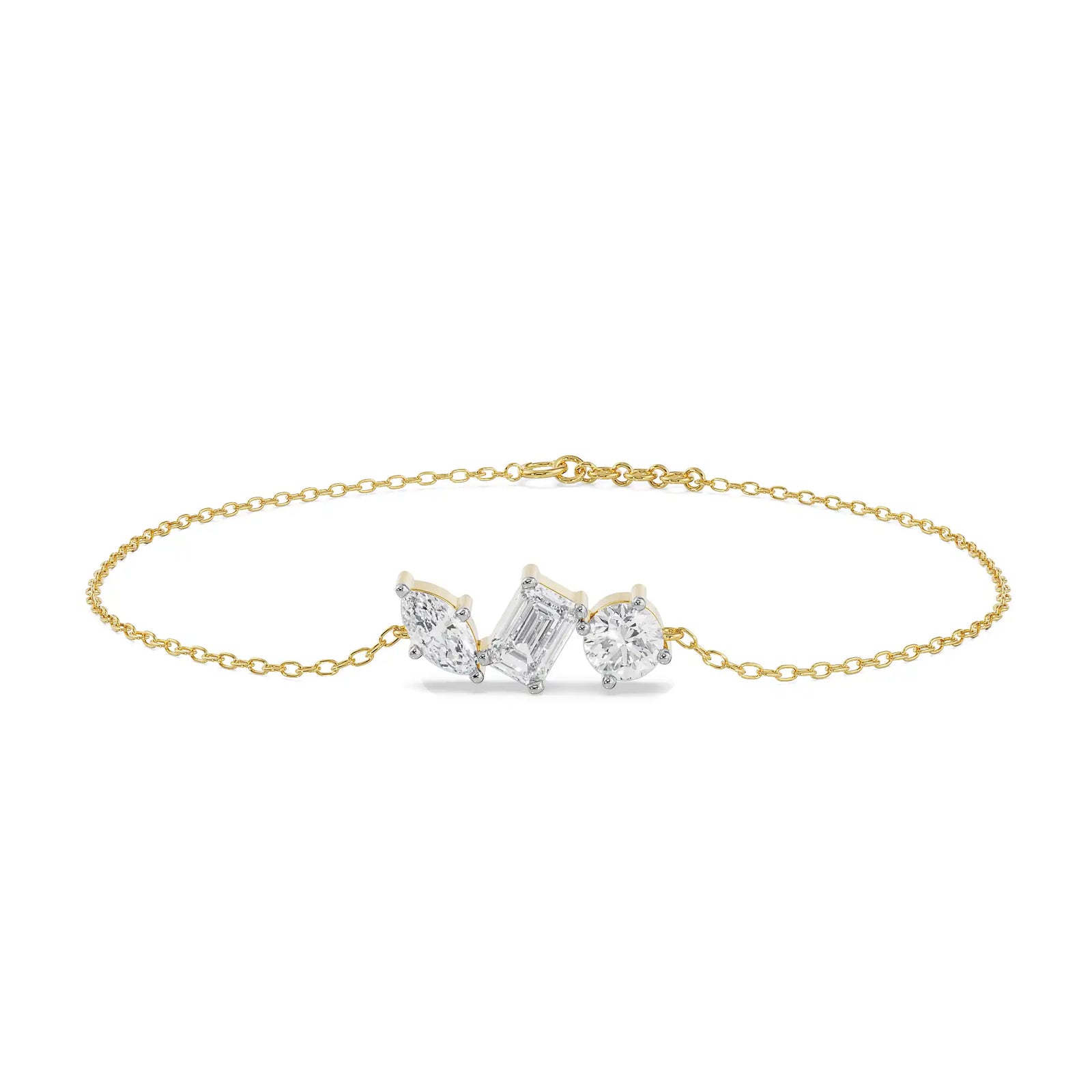 Three Stone Diamond Bracelet Front View