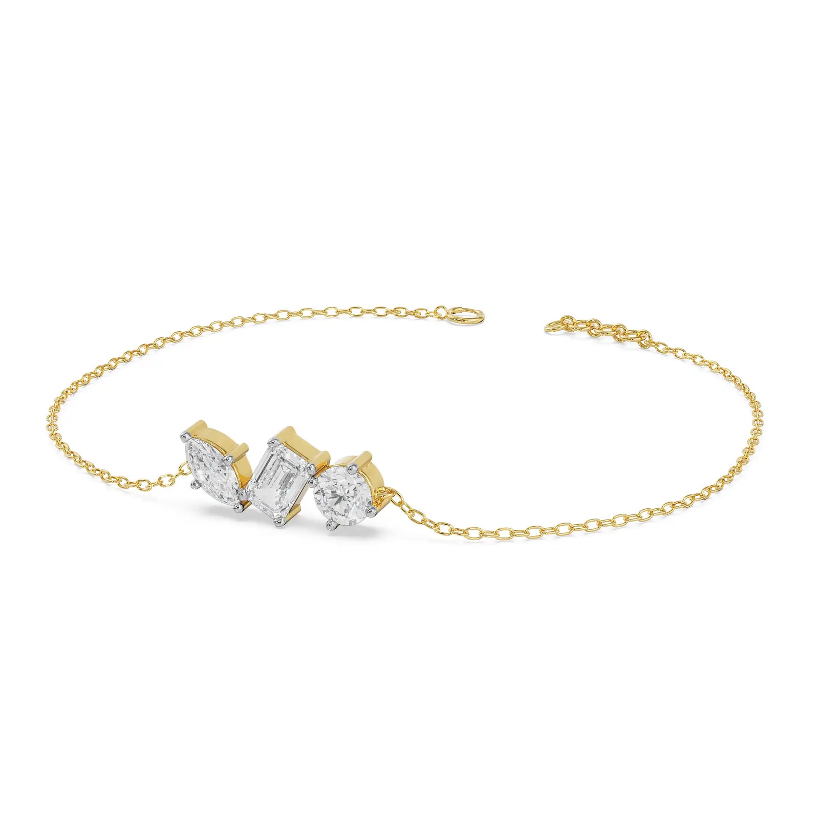 Three Stone Diamond Bracelet Side View