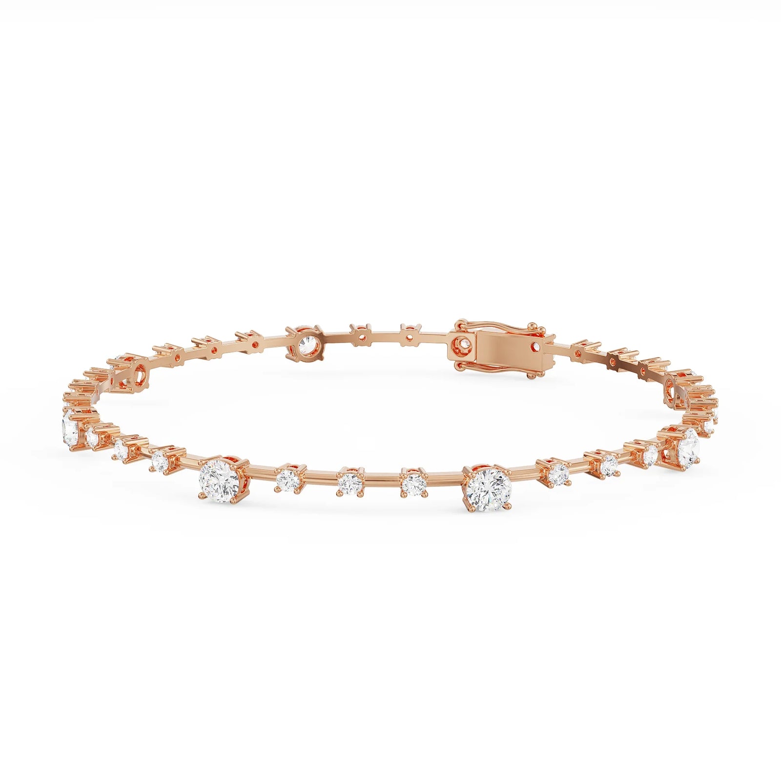 Spaced Tennis Lab Grown Diamond Bracelet - front view in 9KT