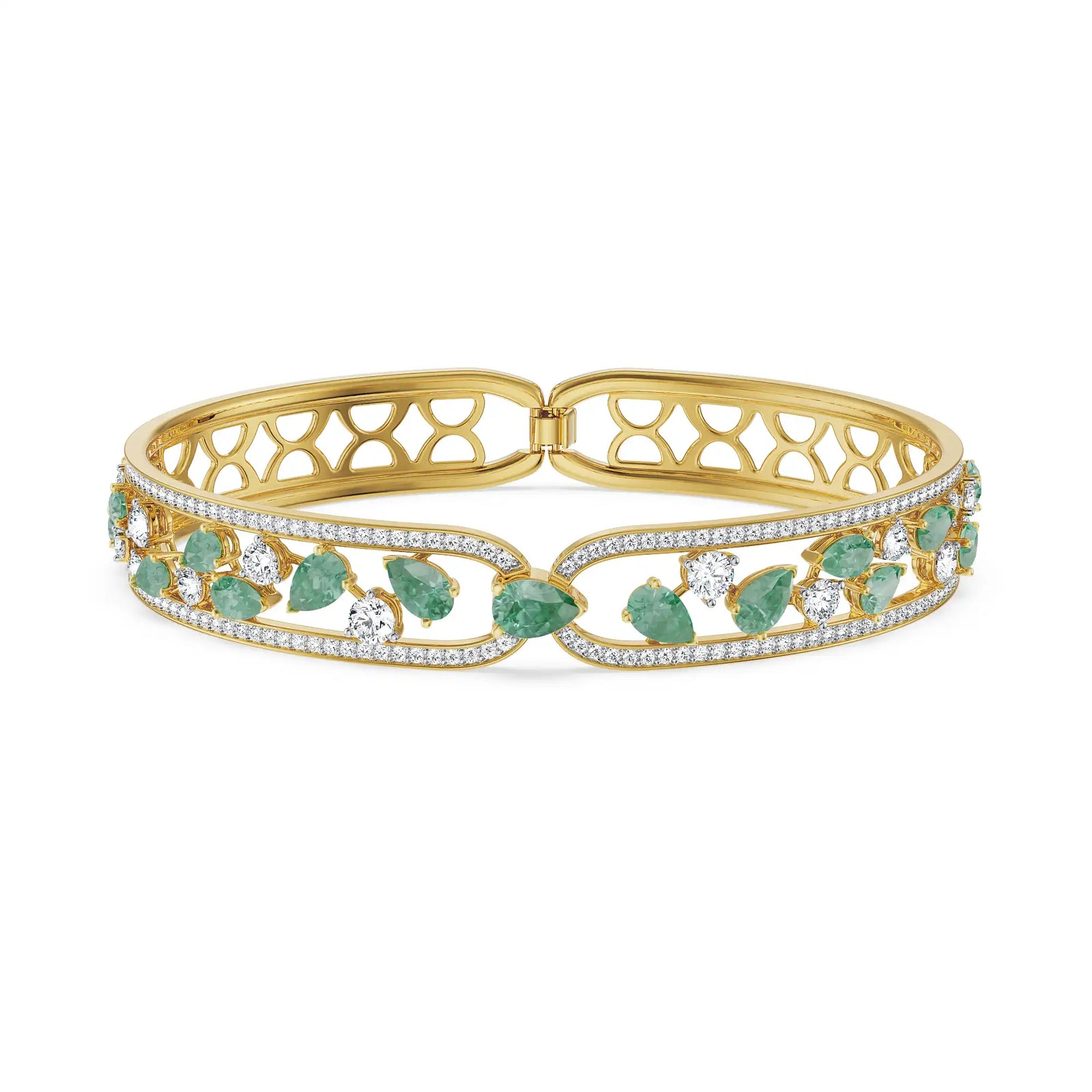 Tracy Emerald Lab Grown Diamond Bracelet - Front View in 9KT