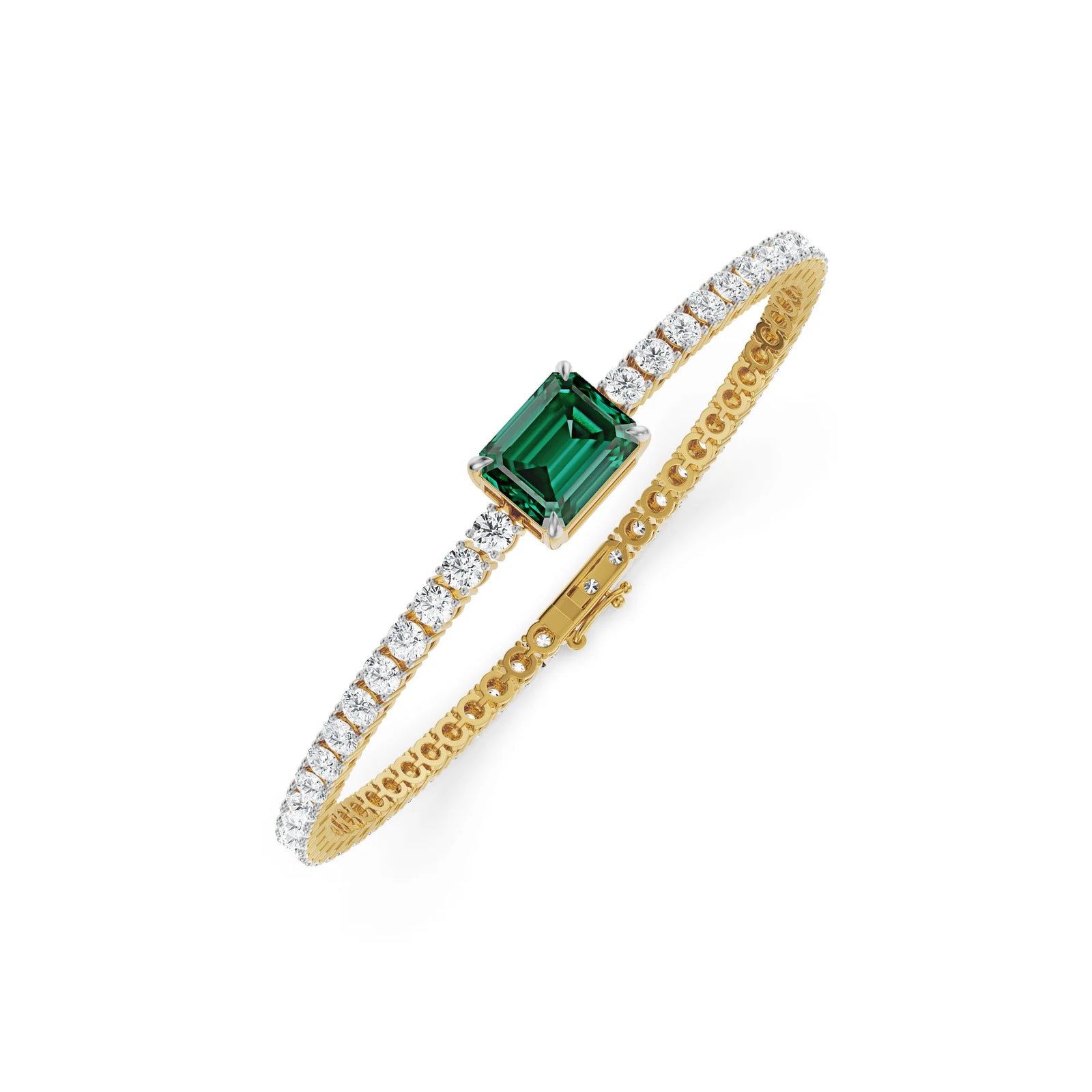 Emerald Tennis Lab Grown Diamond Bracelet- Top View