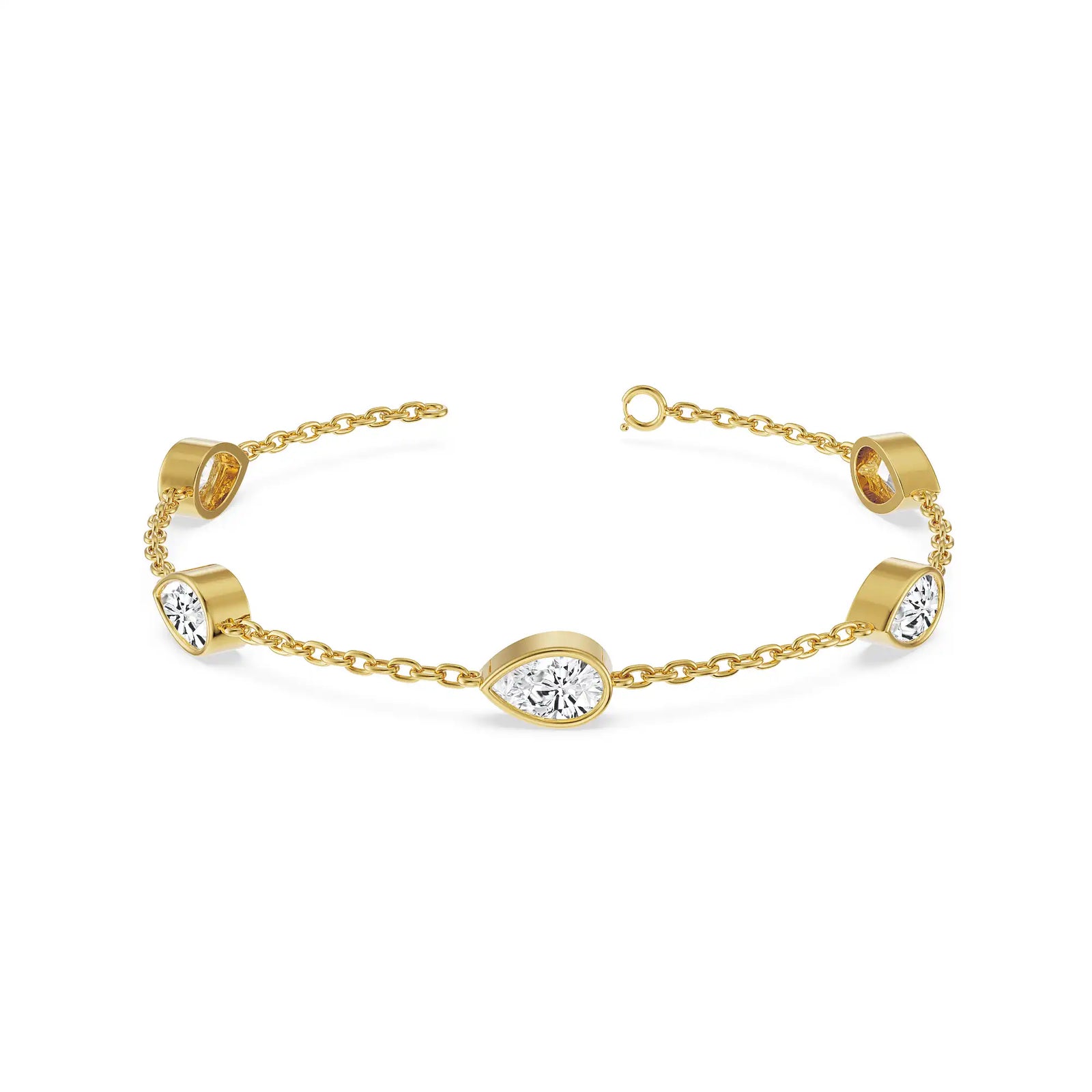 Pear Bezel Tennis Lab Grown Diamond Bracelet- Prospective view