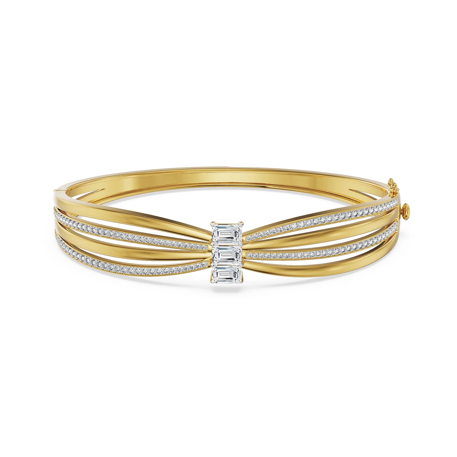 Ribbon Three Stone Lab Grown Diamond Bracelet - front view