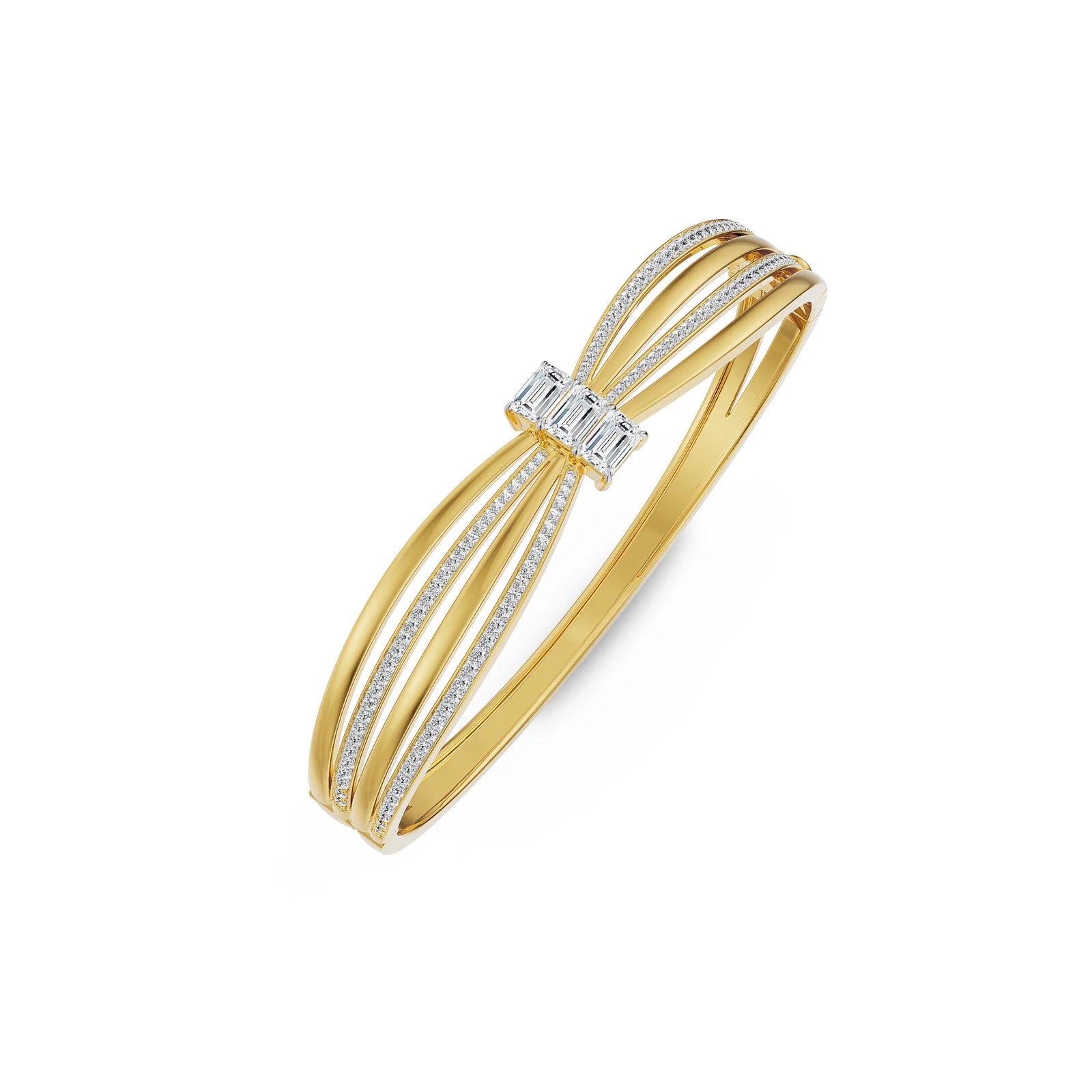 Ribbon Three Stone Lab Grown Diamond Bracelet - top view