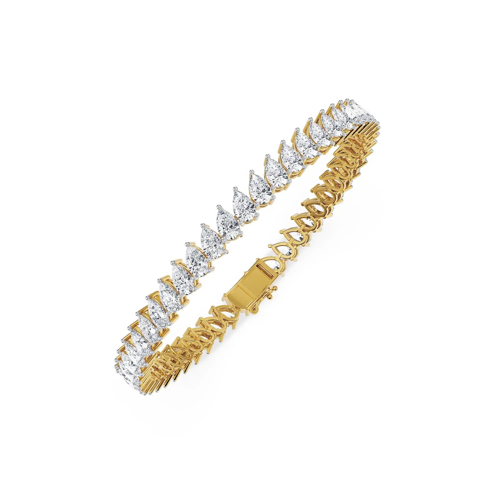 Precious Pear Lab Grown Diamond Tennis Bracelet - top view