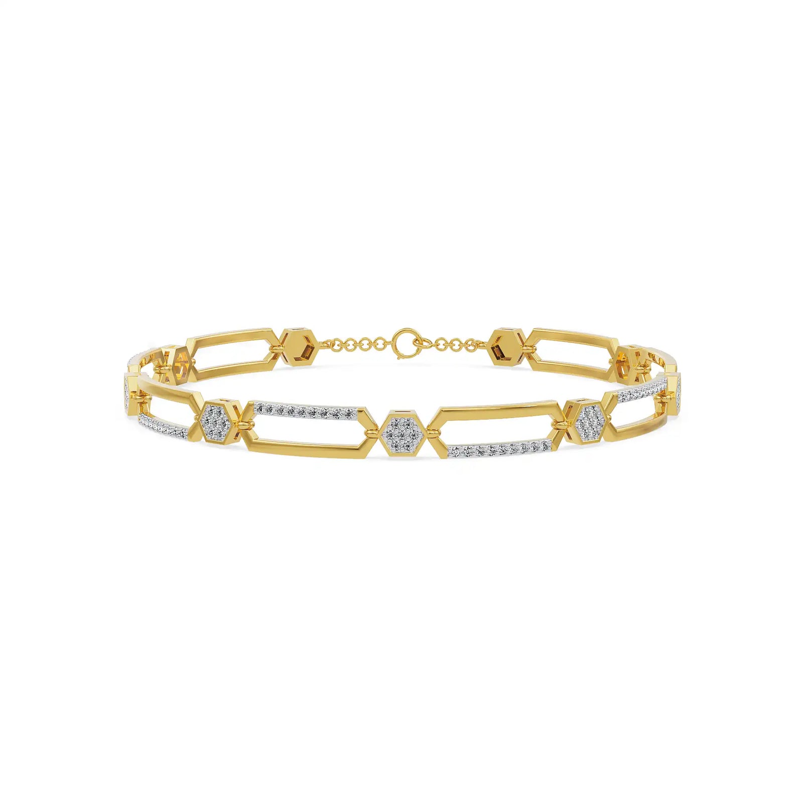 Geo-Luxe Hexagon Lab Grown Diamond Bracelet
Front View