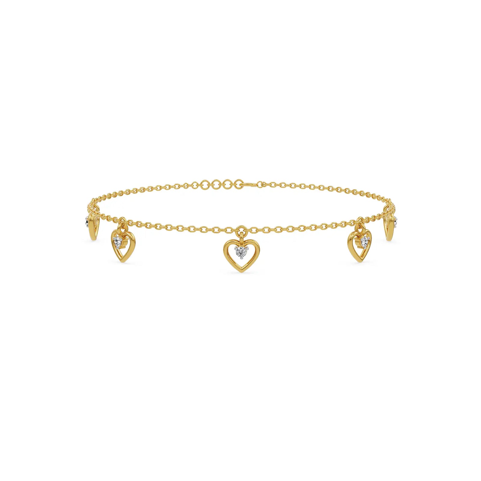 Amora Heart Charm Lab Grown Diamond Bracelet
Front View