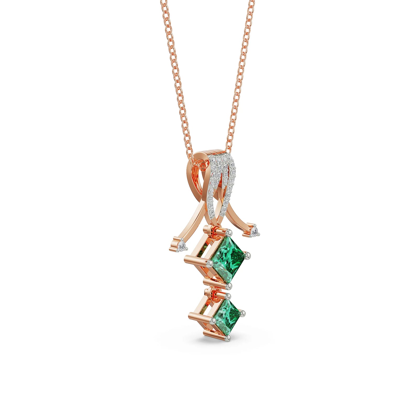 Emerald Delight Diamond Pendant Set Side View