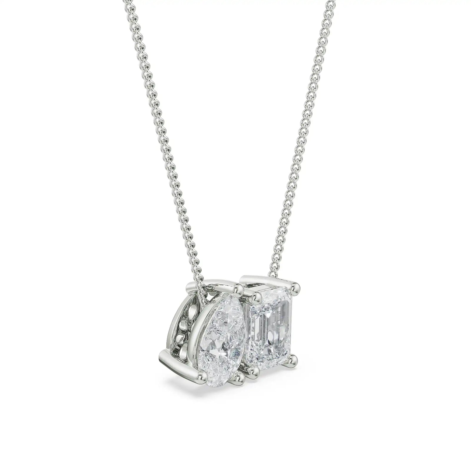 Pear Emerald Diamond Pendant Set Side View