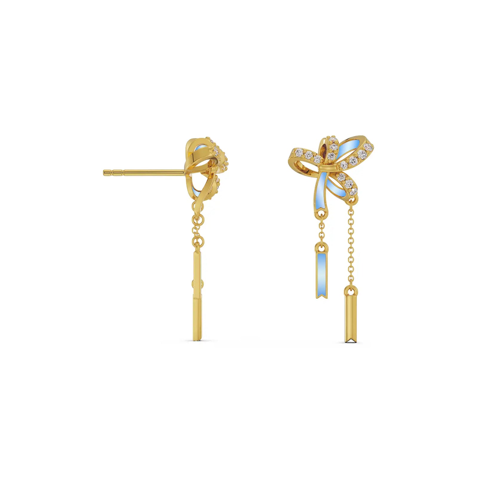 Charming Bow Tassel Diamond Pendant Set Prospective View