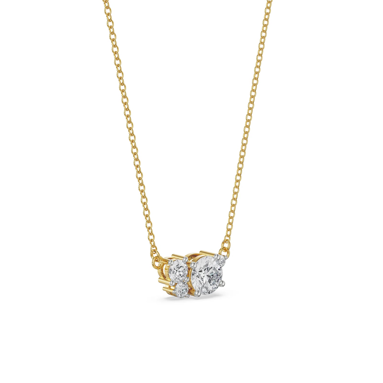 Faiza Solitaire Diamond Necklace Set Side View
