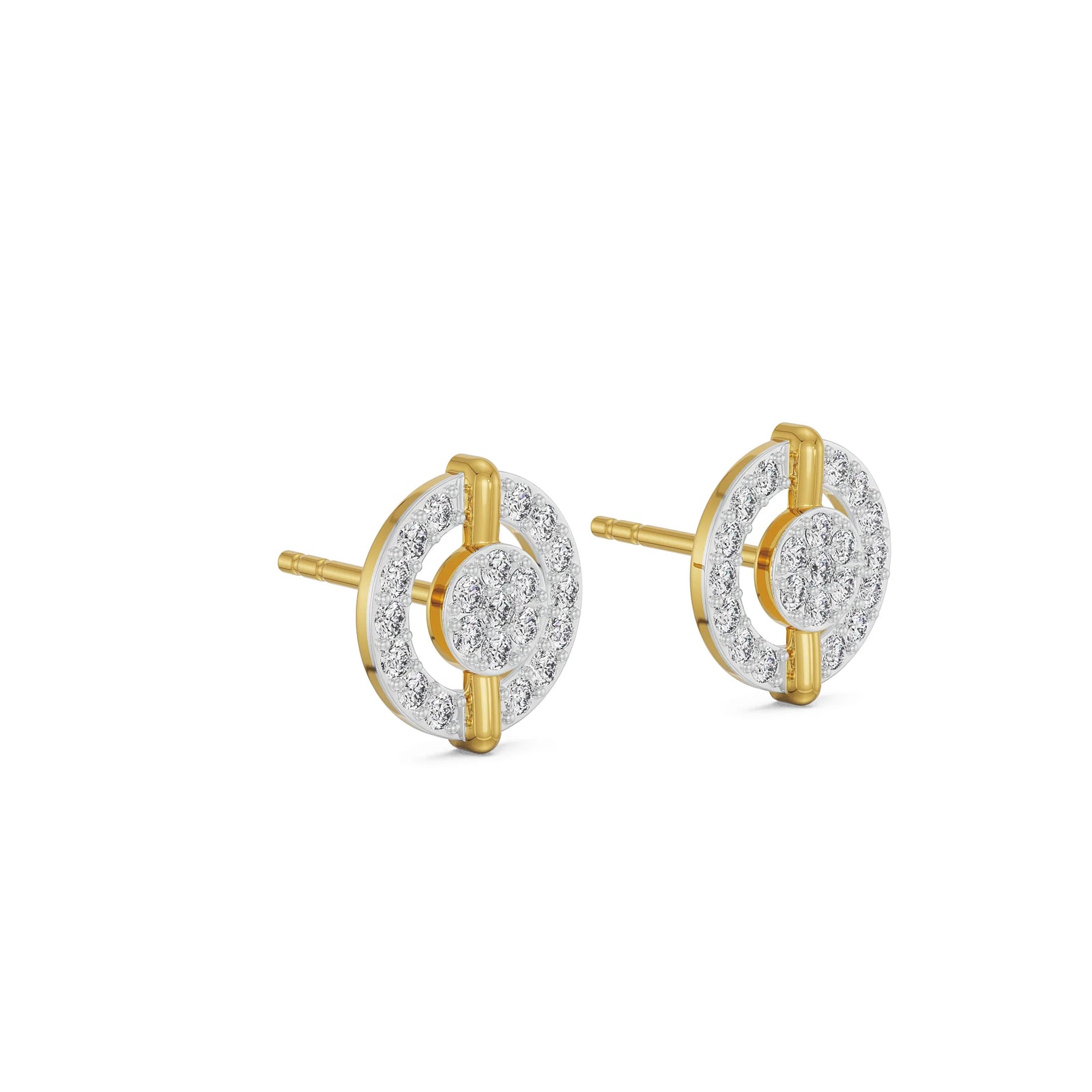 Halo Round Diamond Necklace Set Side View