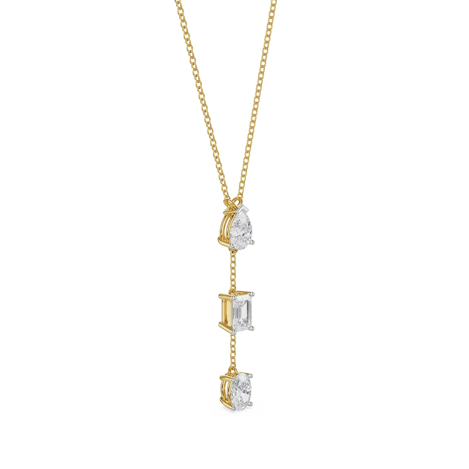 Emerald Tri Diamond Necklace Set Side View