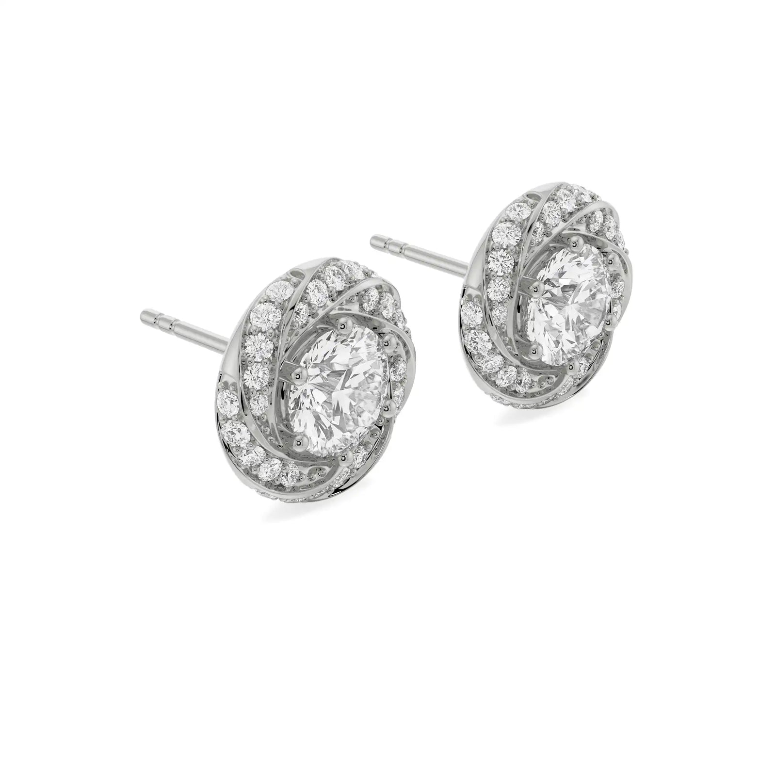 Swirl Lab Grown Diamond Pendant Set earrings- Right view