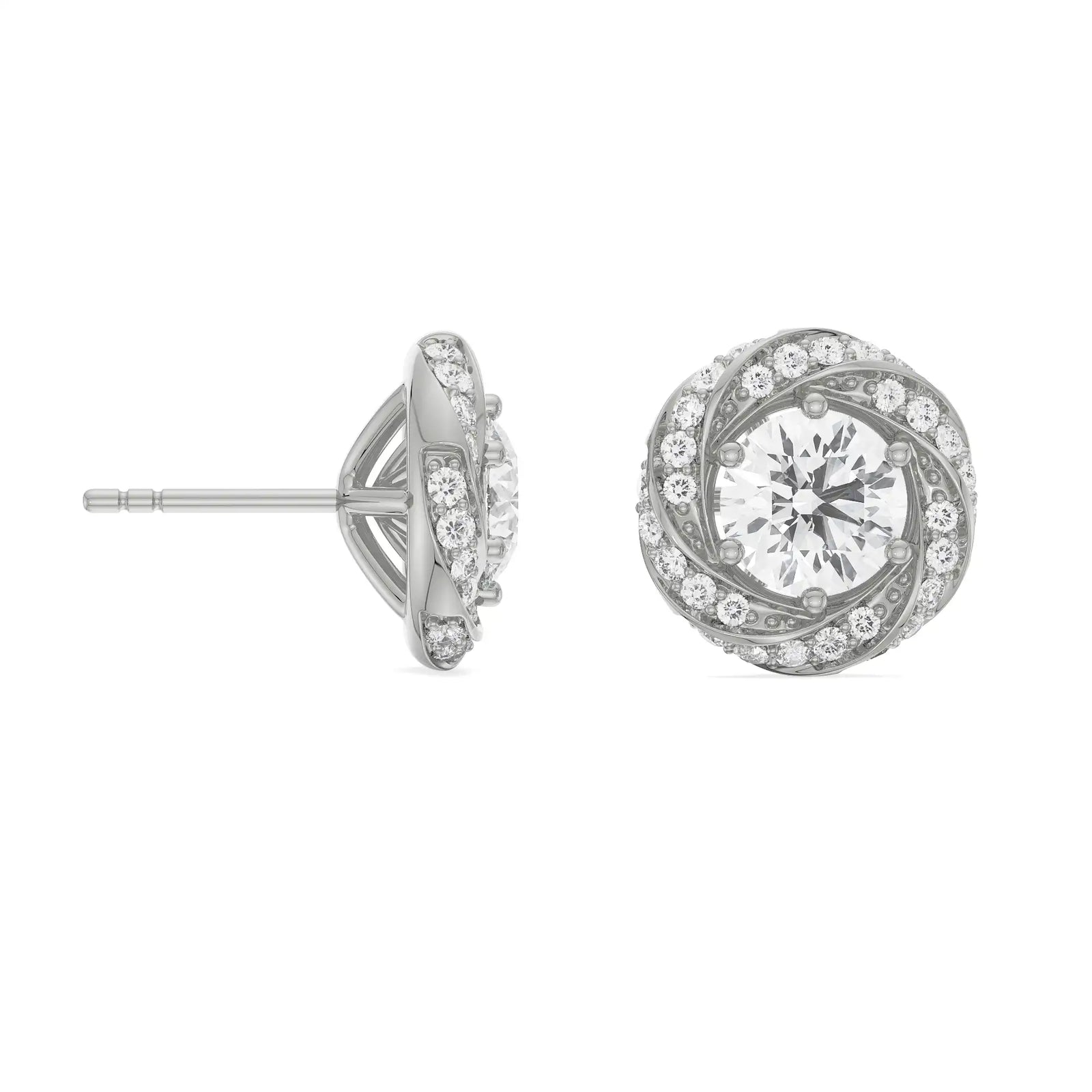 Swirl Lab Grown Diamond Pendant Set earrings- Prospective view