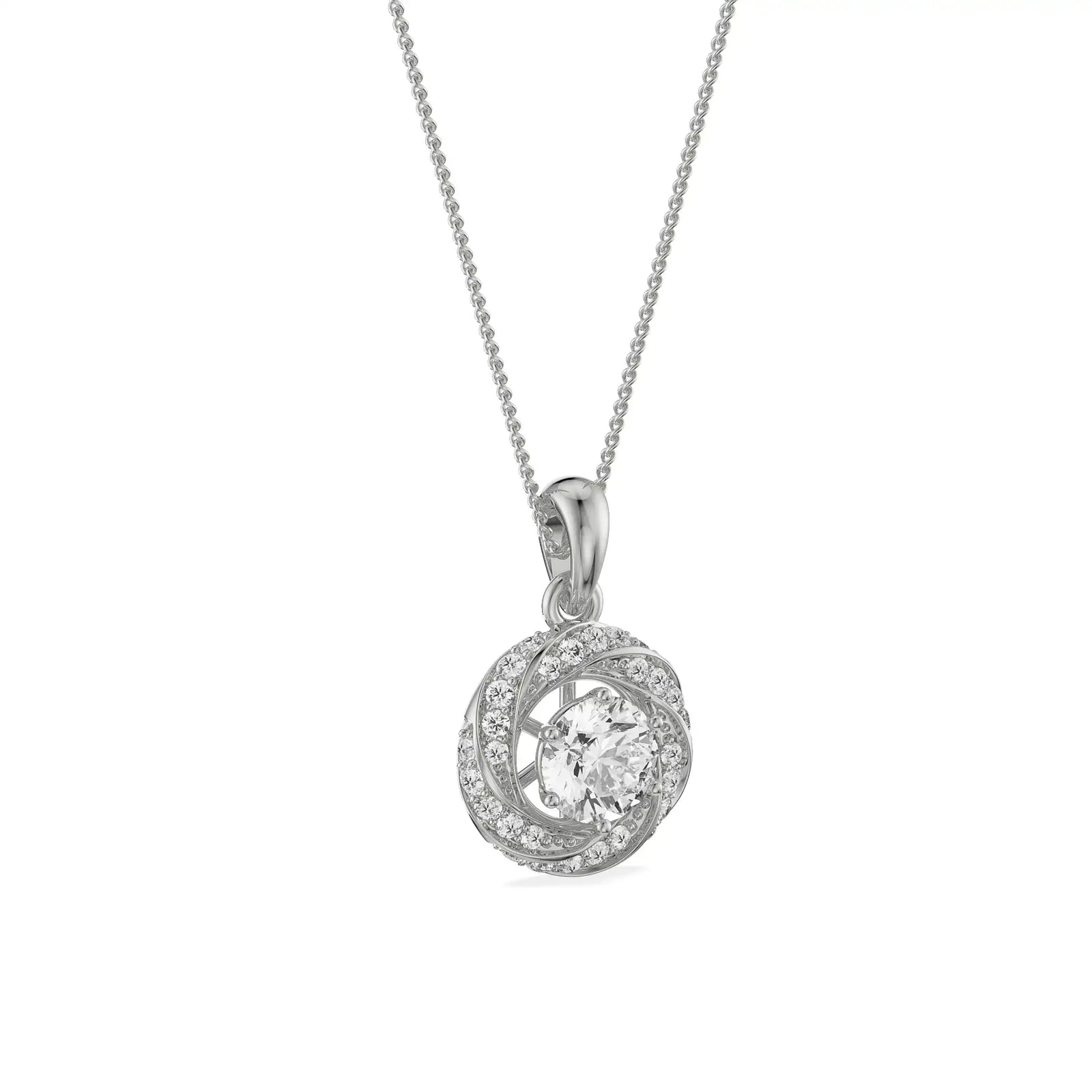 Swirl Lab Grown Diamond Pendant- right View