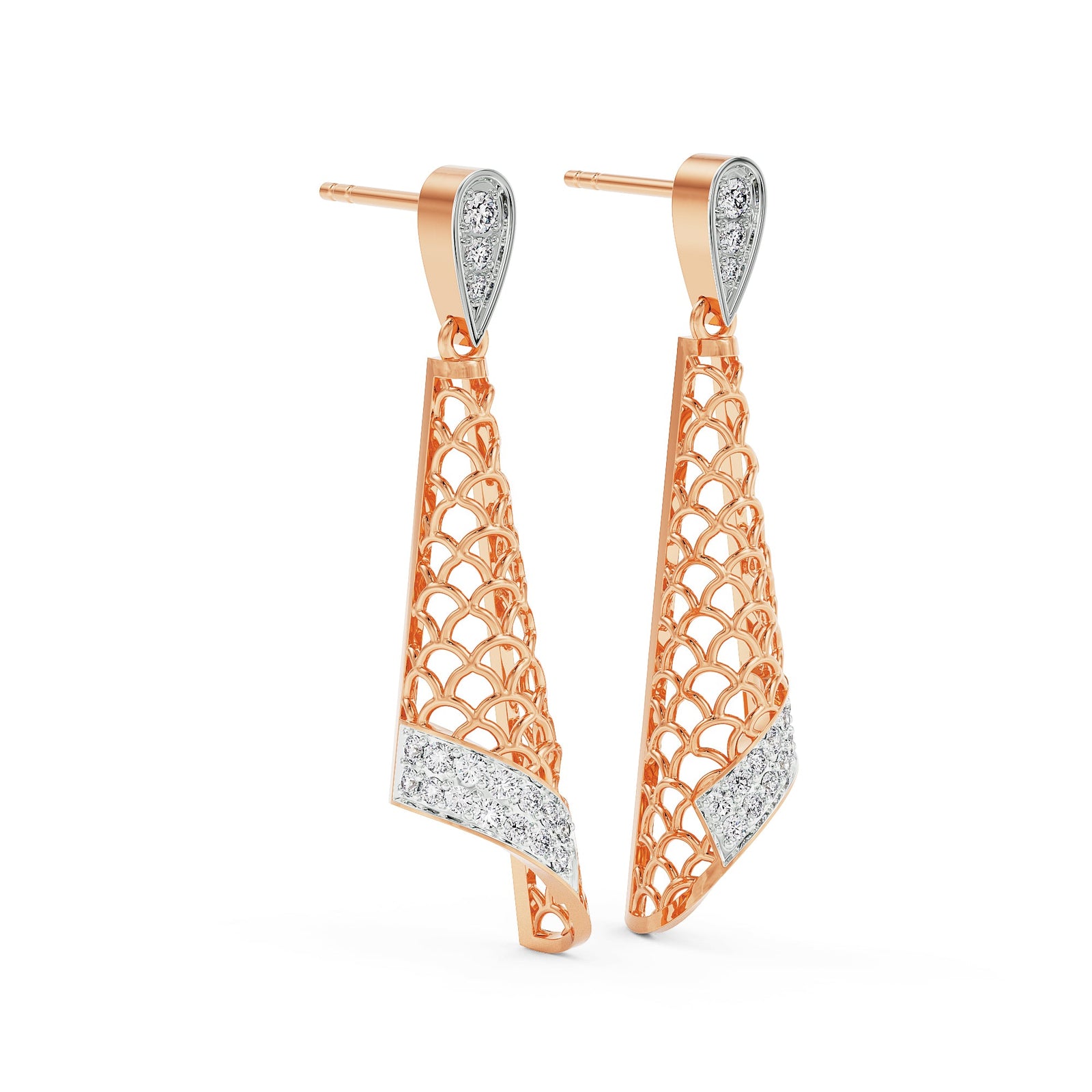 Opulent Diamond Drop Pendant Set earrings - Right view