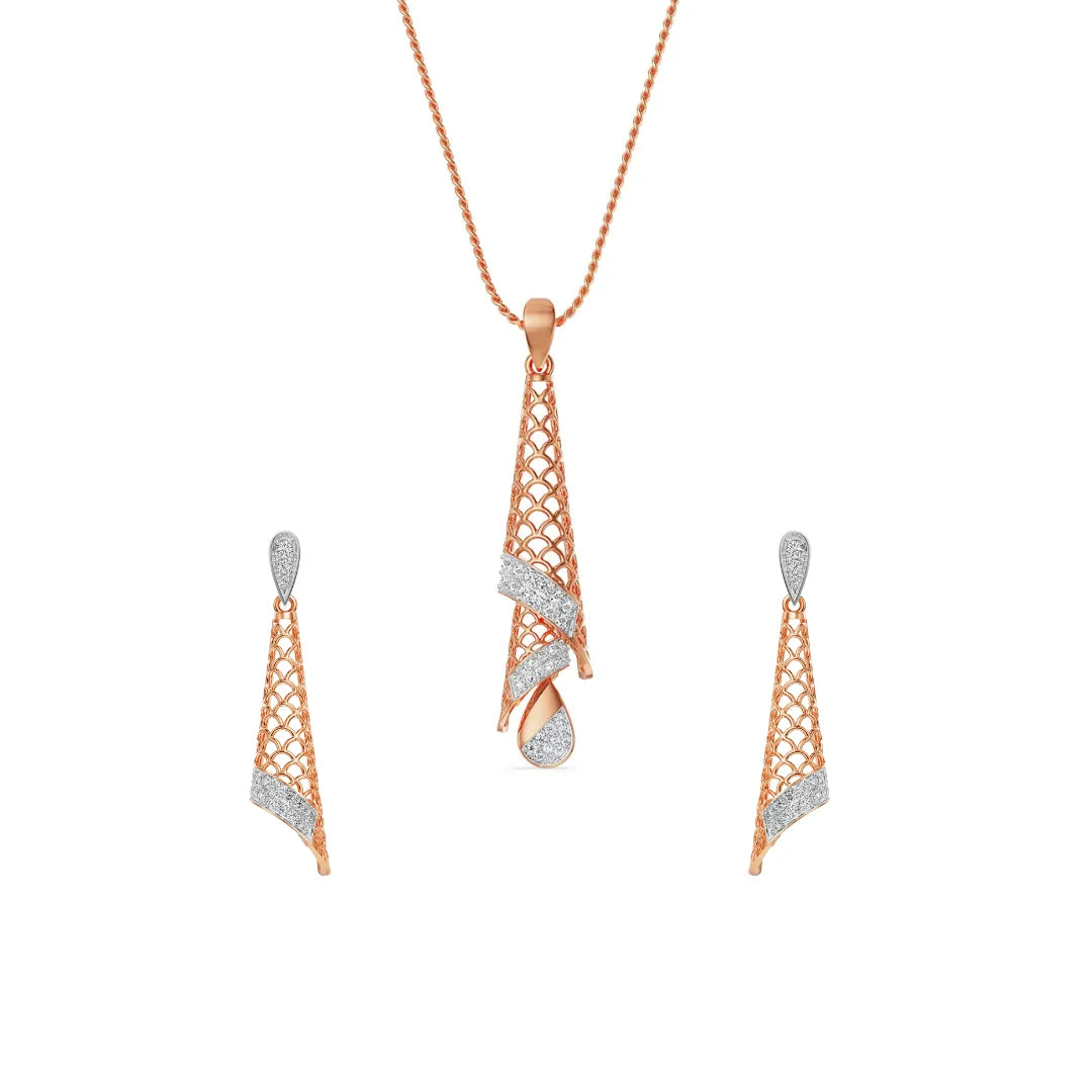 Opulent Diamond Drop Pendant Set
