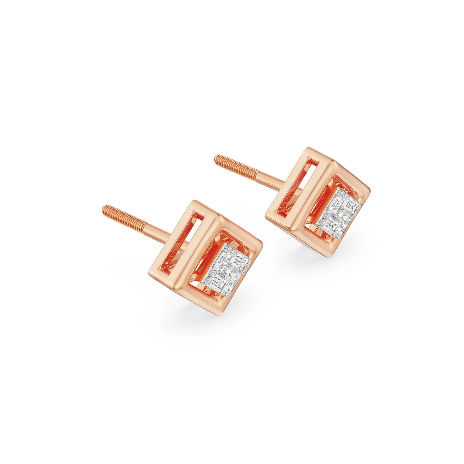 Geometric Allure Lab Diamond Pendant Set Earrings- Right view