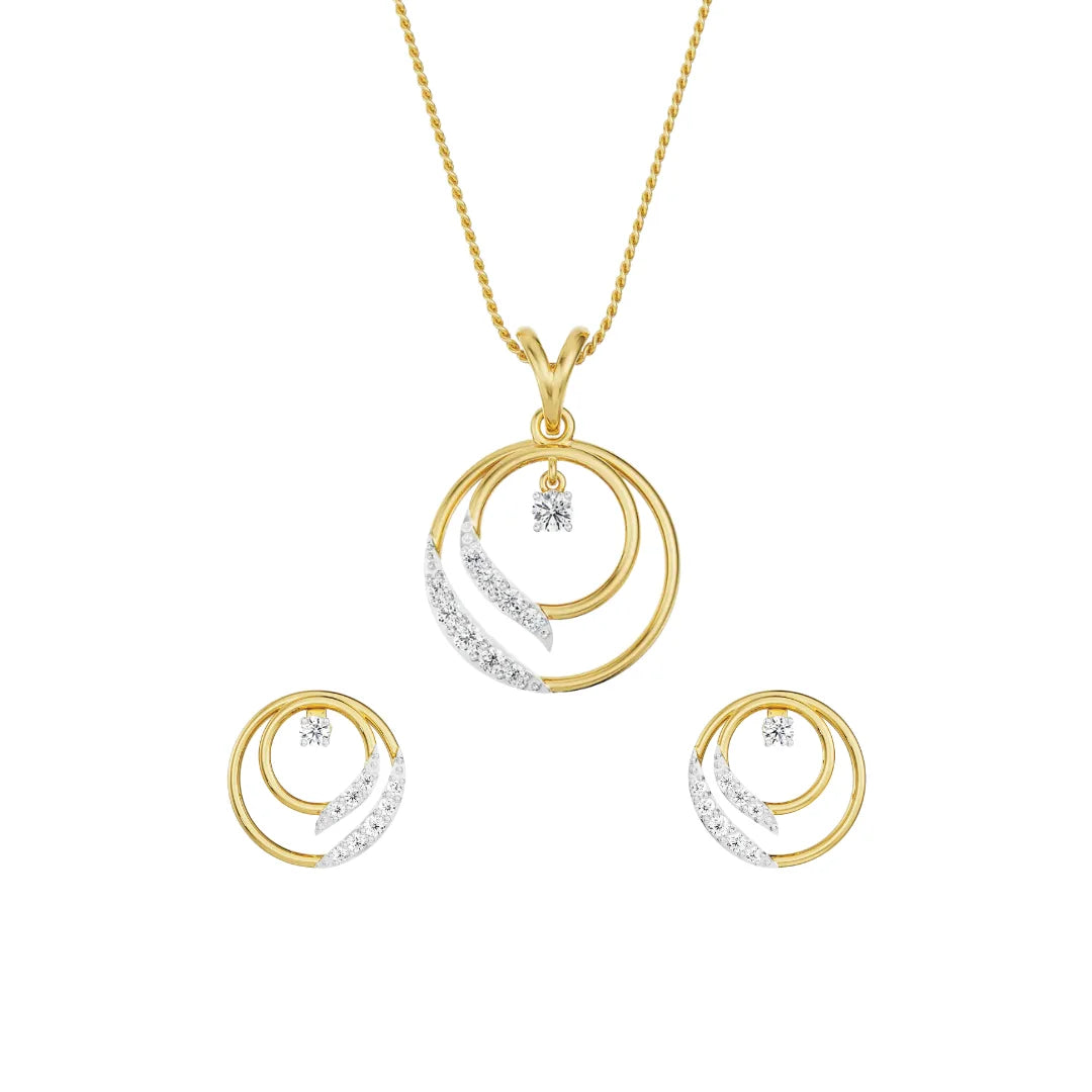 Luminescent Lab Grown Diamond Pendant Set - Front View in 9KT