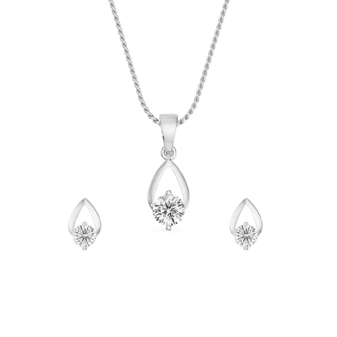 Shimmering Dainty Round Lab Diamond Pendant Set