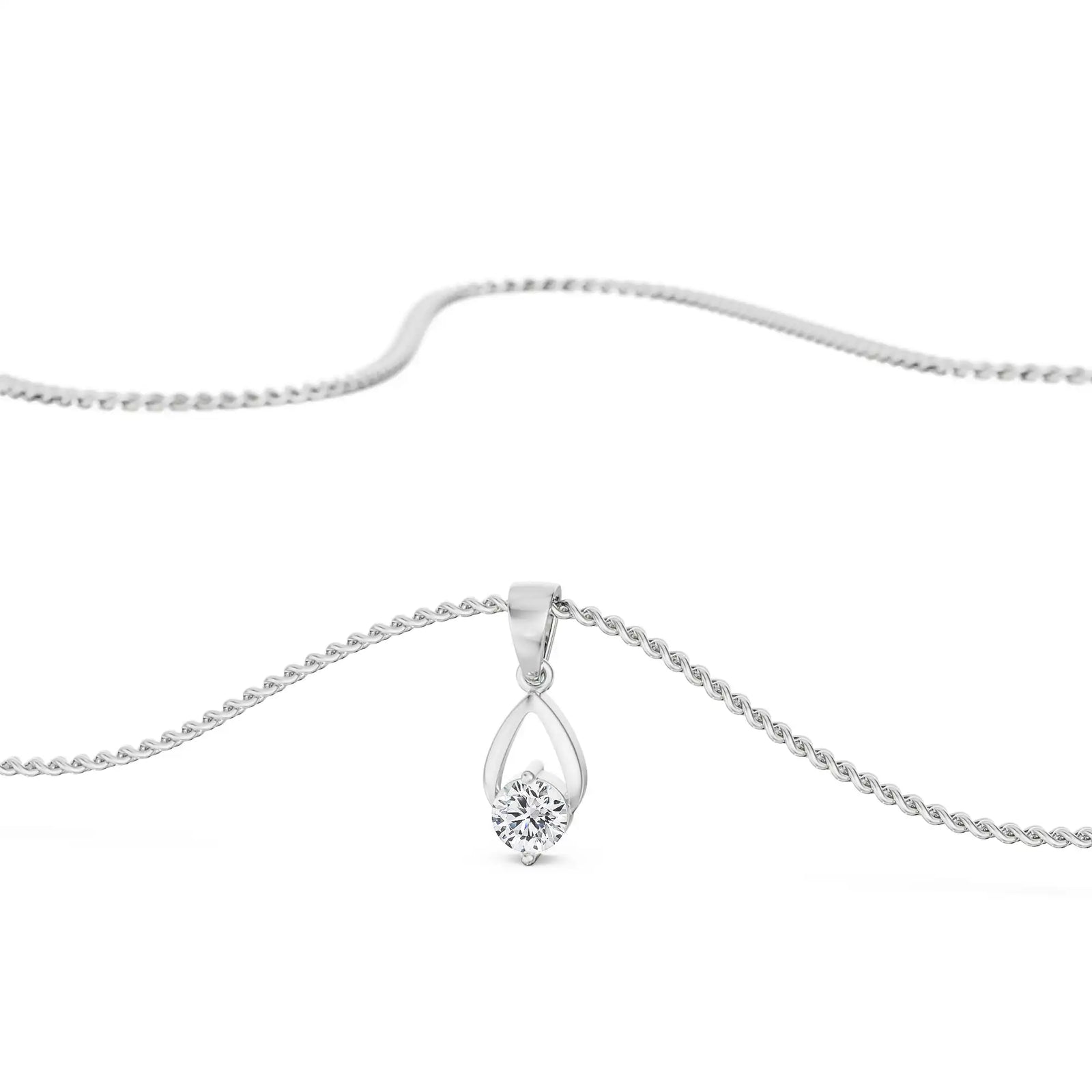 Shimmering Dainty Round Lab Diamond Pendant - Top View