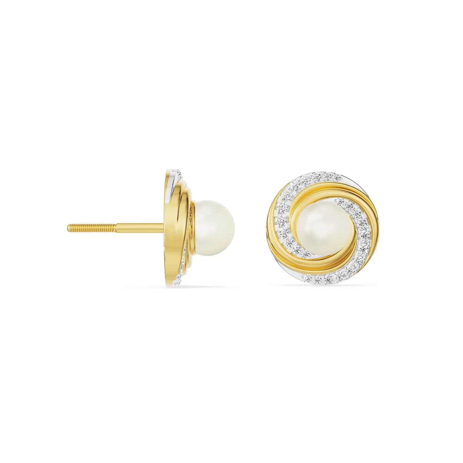 Pearly Swirly Lab Grown Diamond Pendant Set Earrings- Prospective View