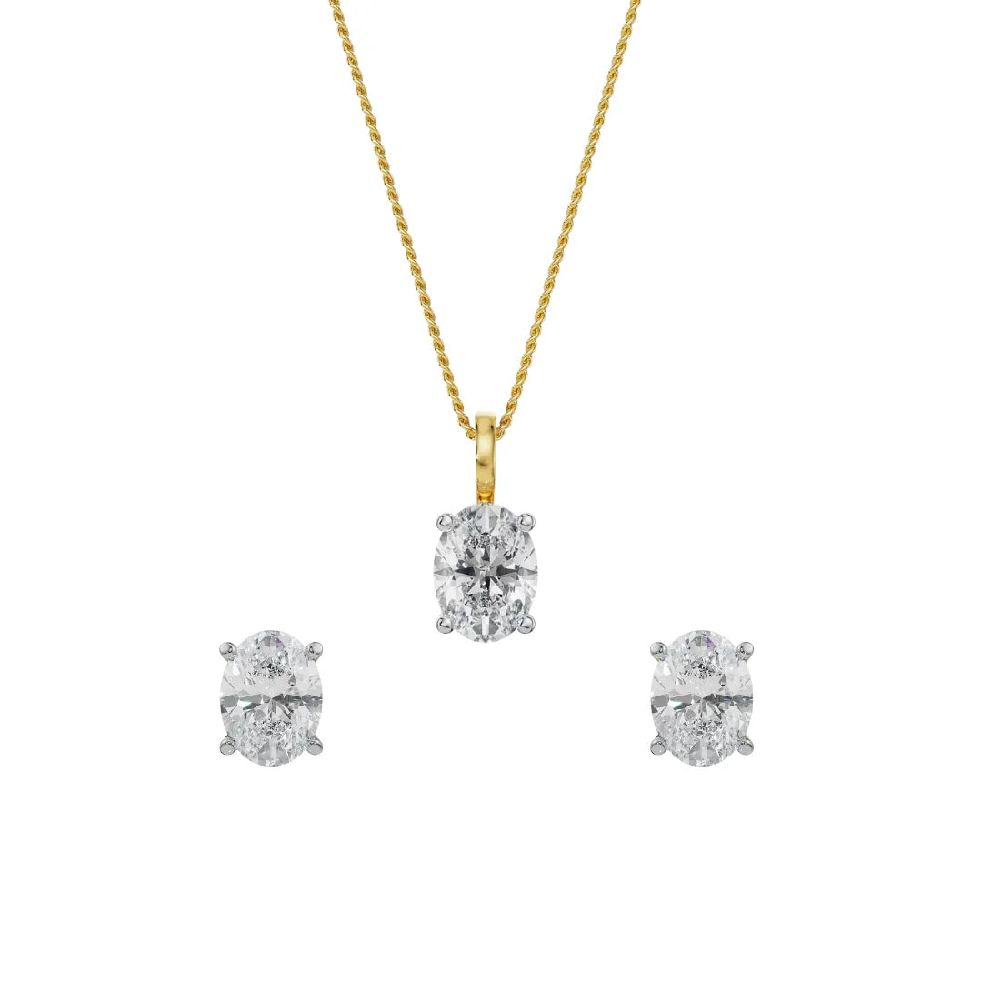 Solitaire Oval Lab Grown Diamond Pendant Set