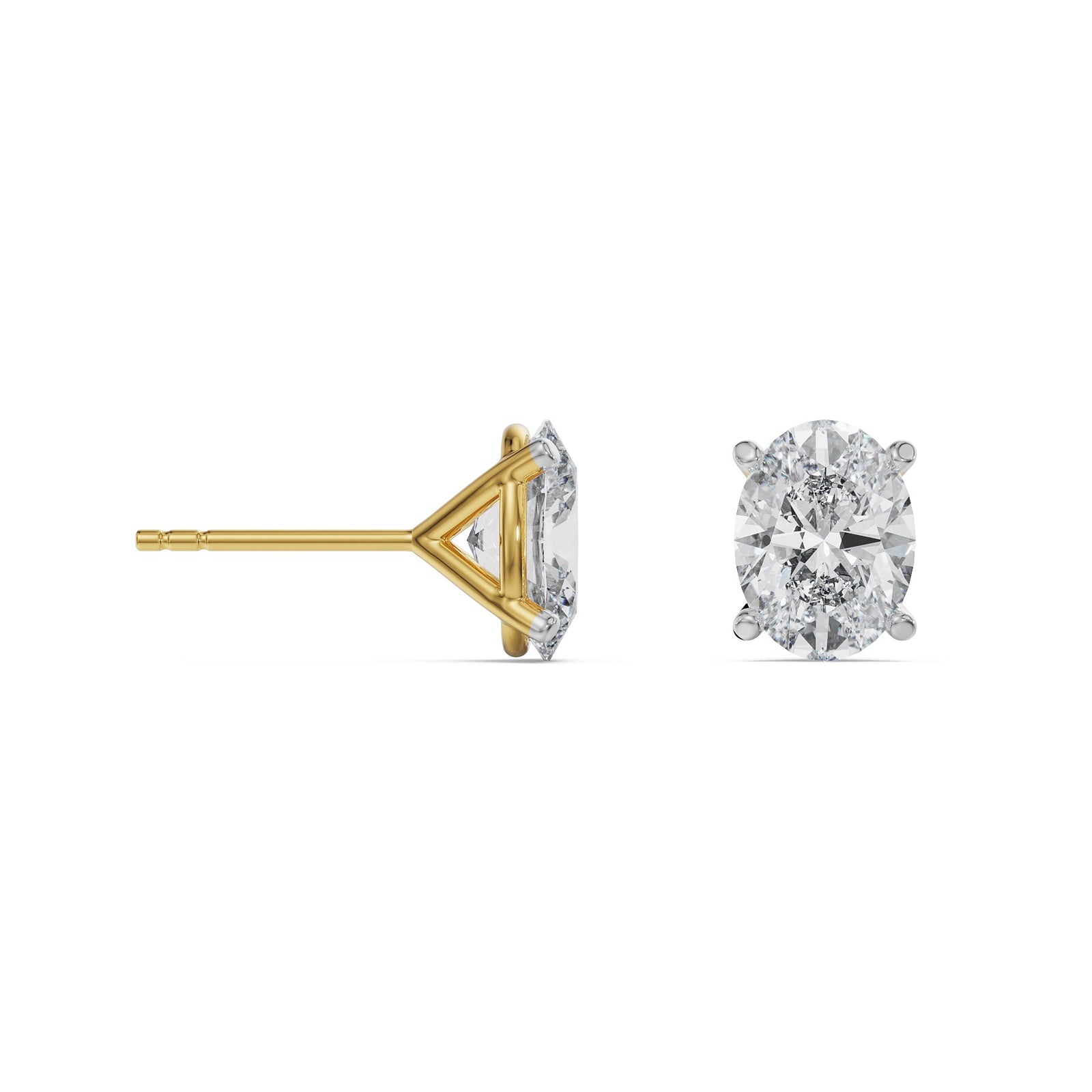 Solitaire Oval Lab Grown Diamond Pendant Set earrings- prospective view