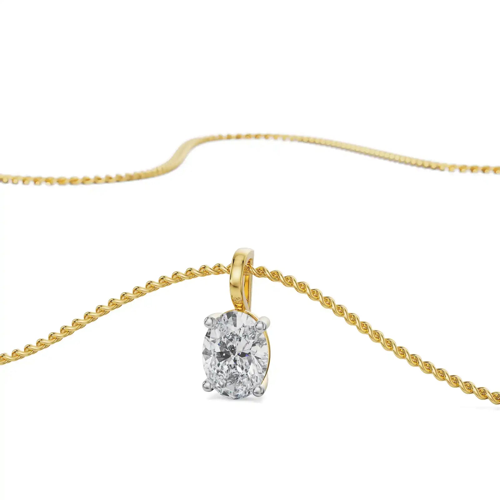 Solitaire Oval Lab Grown Diamond Pendant- Top View