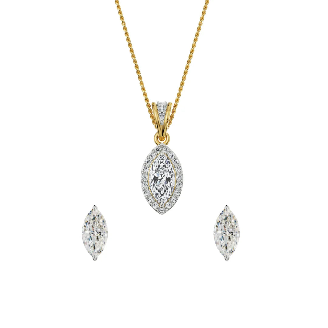 0.5 CT Marquise Lab Grown Diamond Pendant Set-Front view