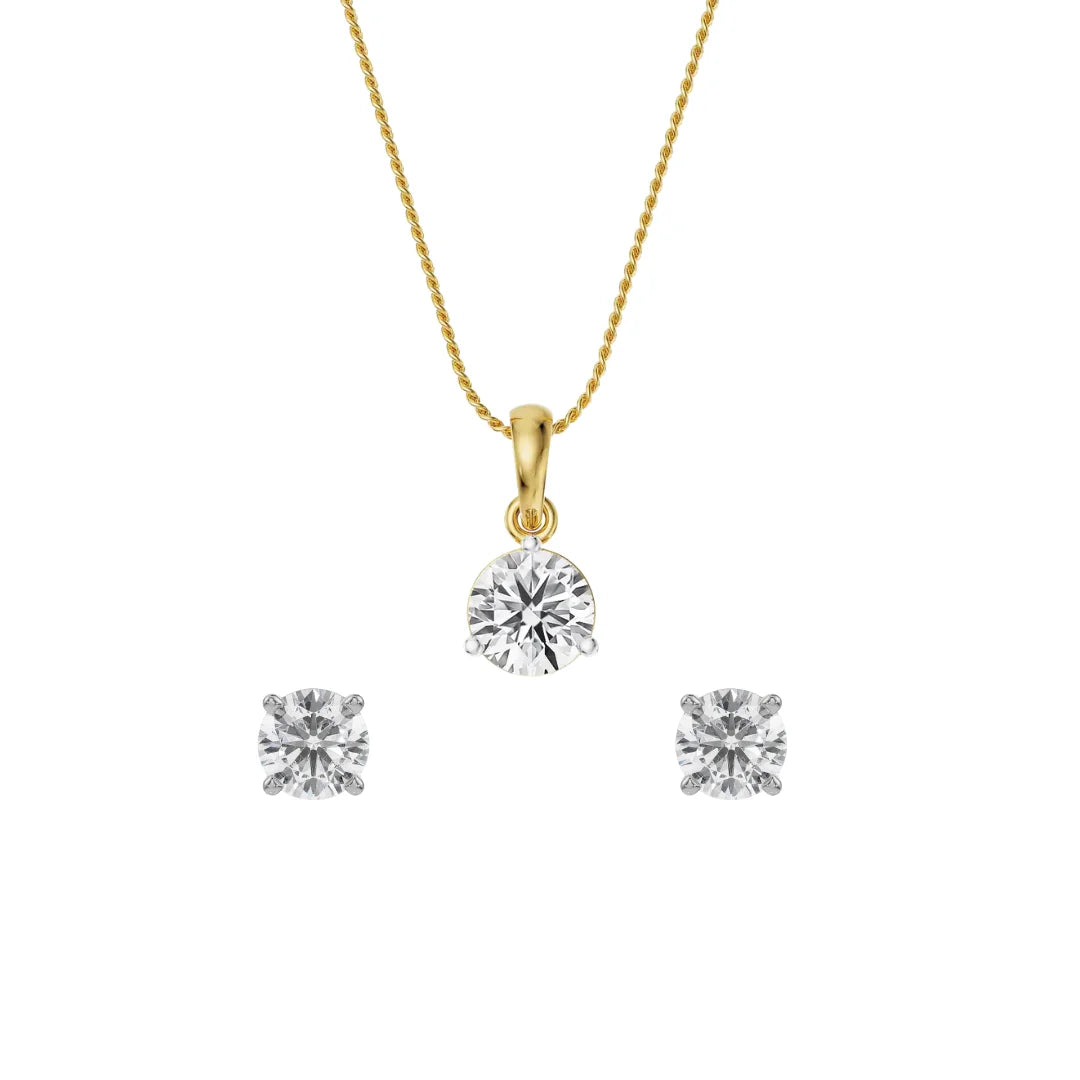 0.5 CT Round Solitaire Lab Grown Diamond Pendant Set 9KT