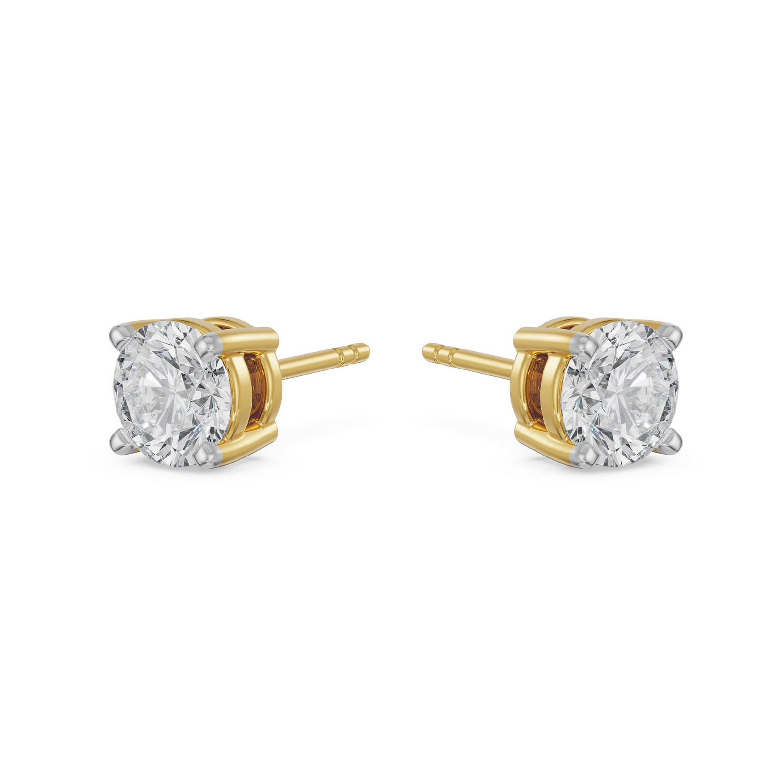 0.5 CT Round Solitaire Lab Grown Diamond Pendant Set earrings Left- Right View