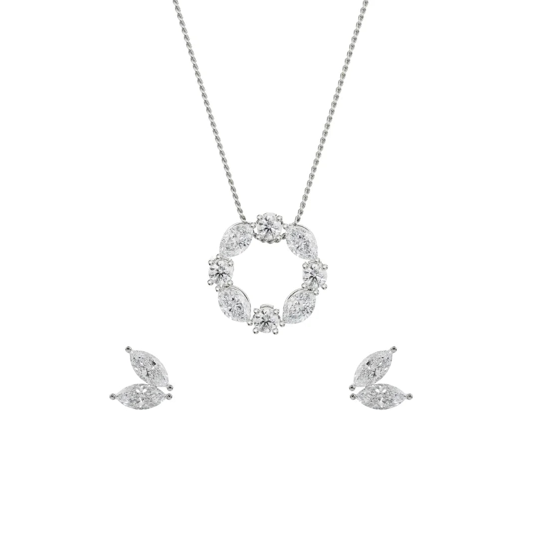 The Dewy Leafy Lab Grown Diamond Pendant Set 9KT