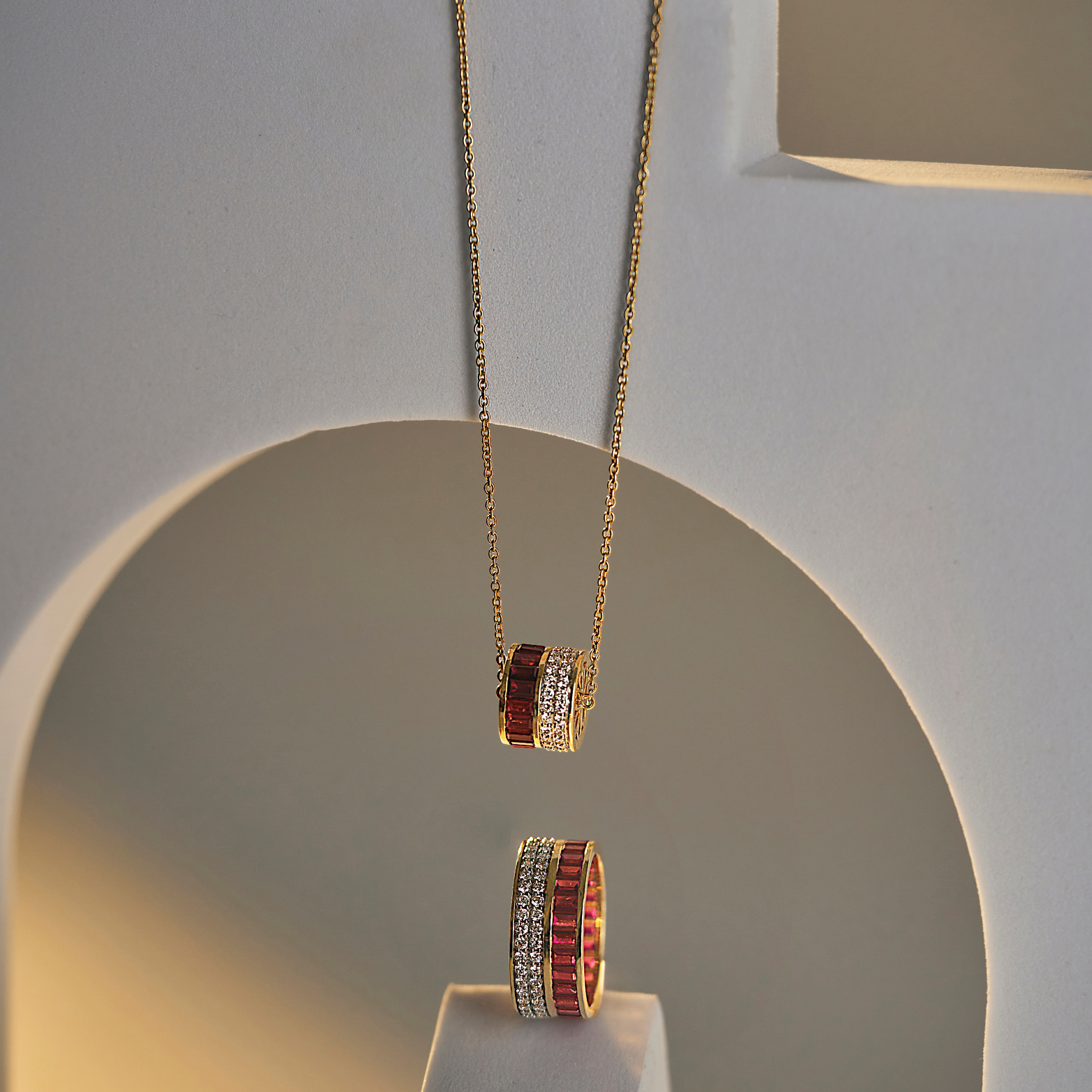 Drum Ruby Lab Grown Diamond Band