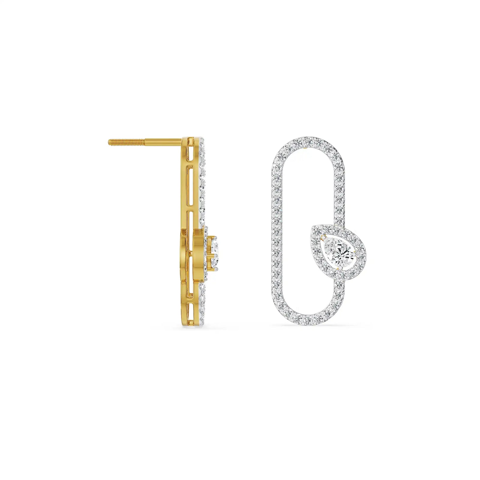 Pear Hoop Lab Grown Diamond Earrings - Prospective view