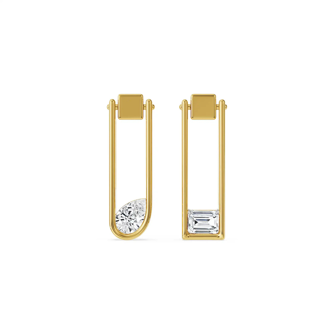 Pear Emerald Clip Lab Grown Diamond Earrings_in_stock