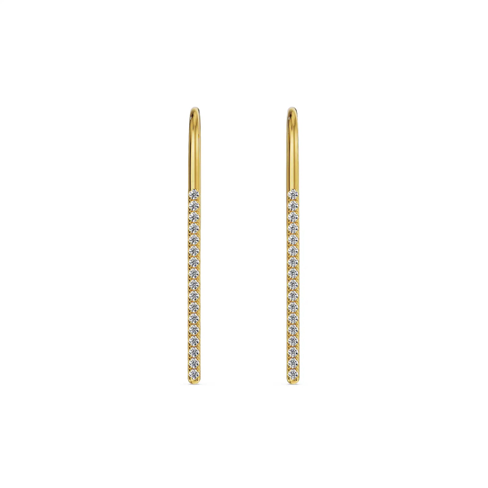 Golden Glow Linear Lab Grown Diamond Earrings - front view in 9KT