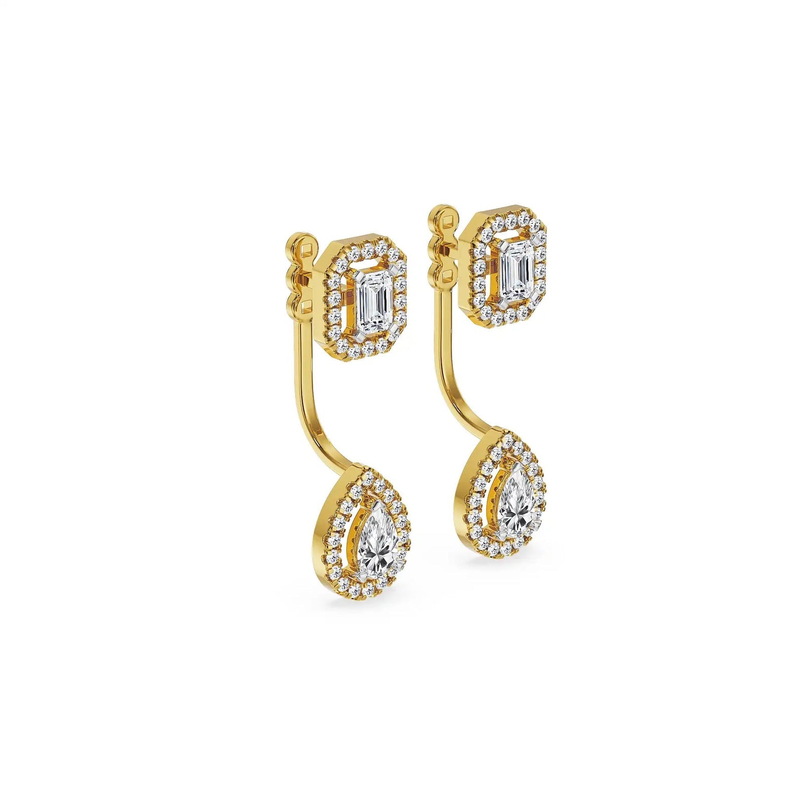 Layered Halo Solitaire Lab Grown Diamond Necklace Set Earring - right view