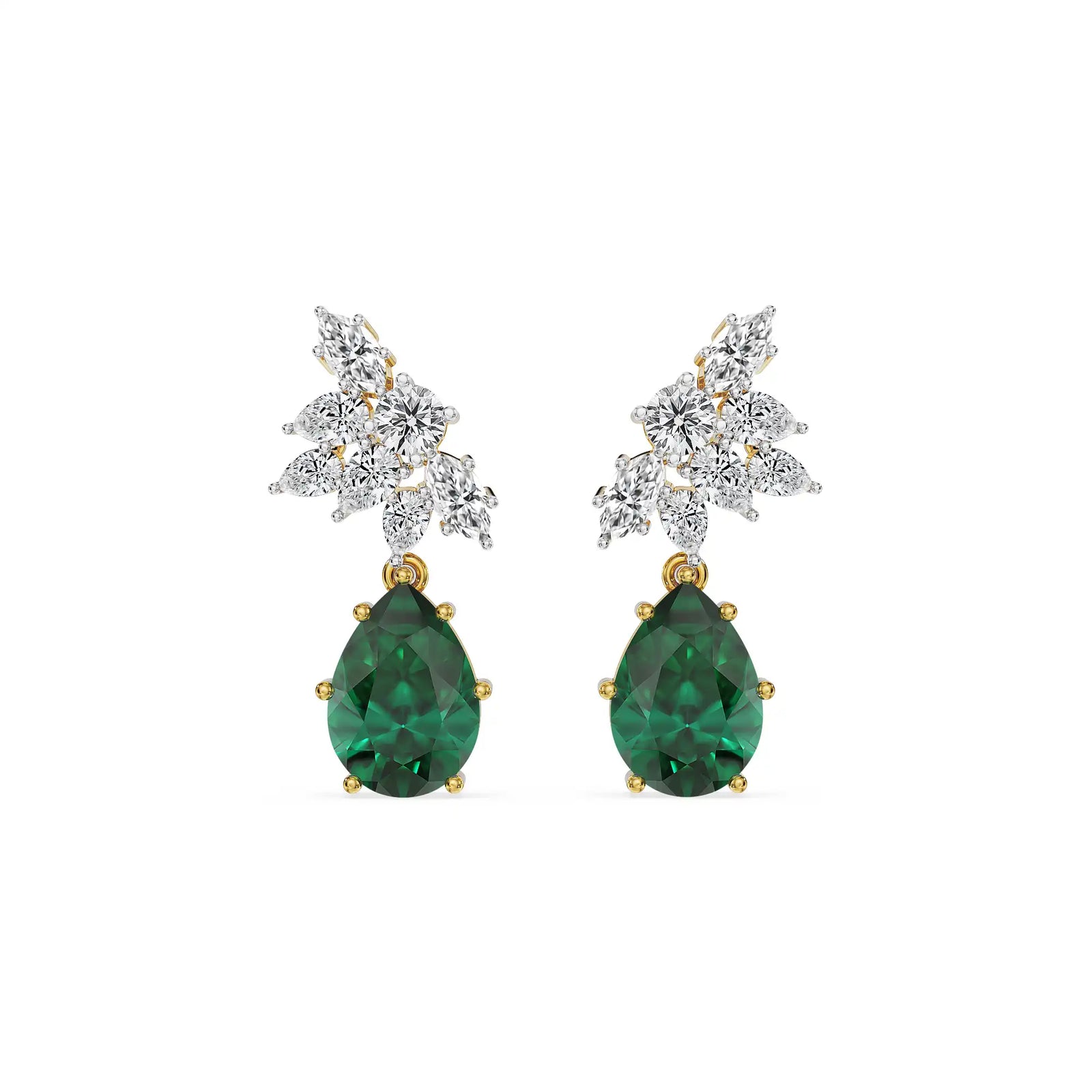 Emerald Bliss Lab Grown Diamond Earrings - front view