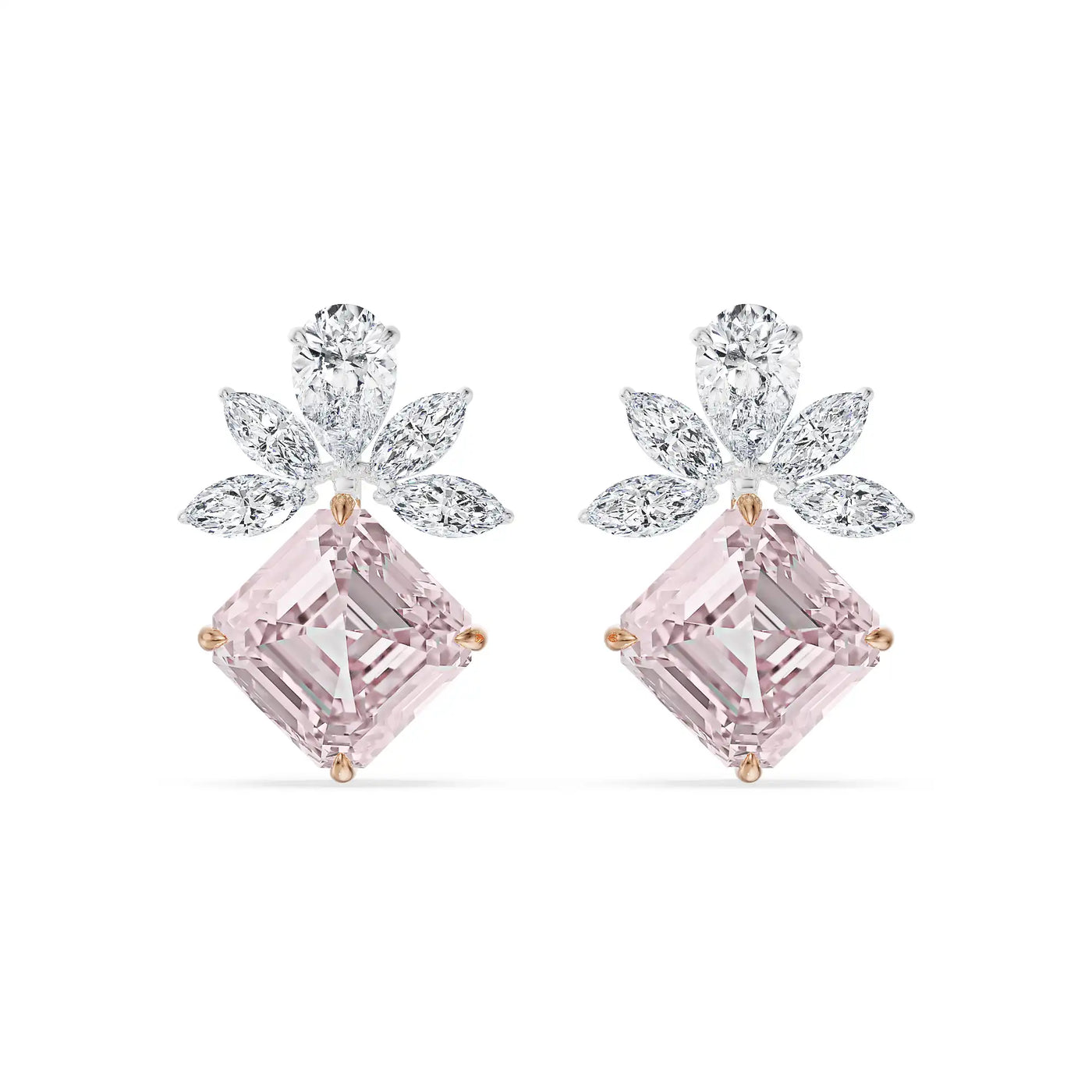Floral Pink Lab Grown Diamond Earrings