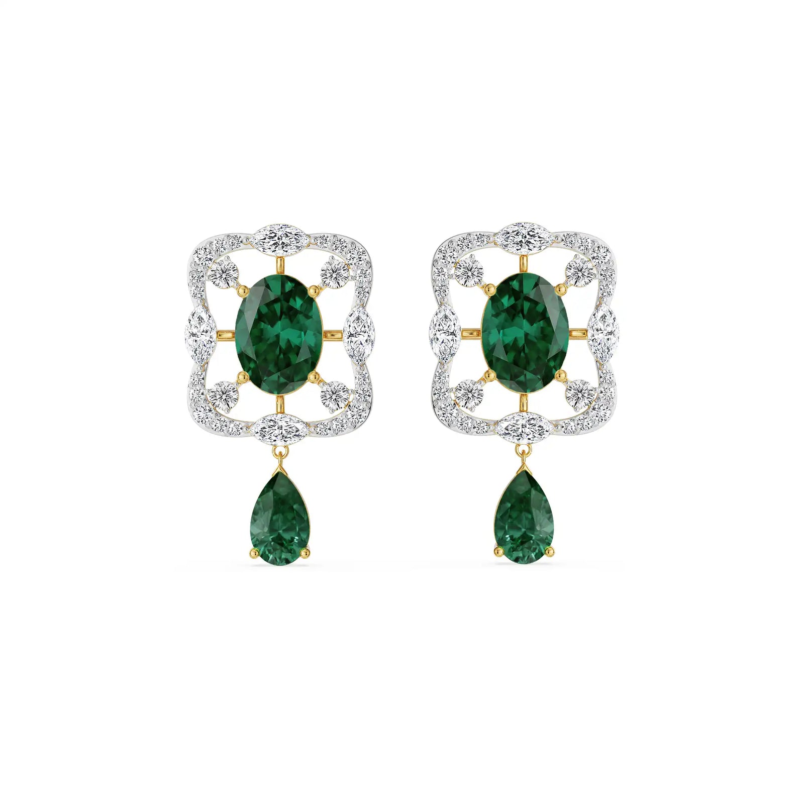 Romi Emerald Lab Grown Diamond Earrings - front view